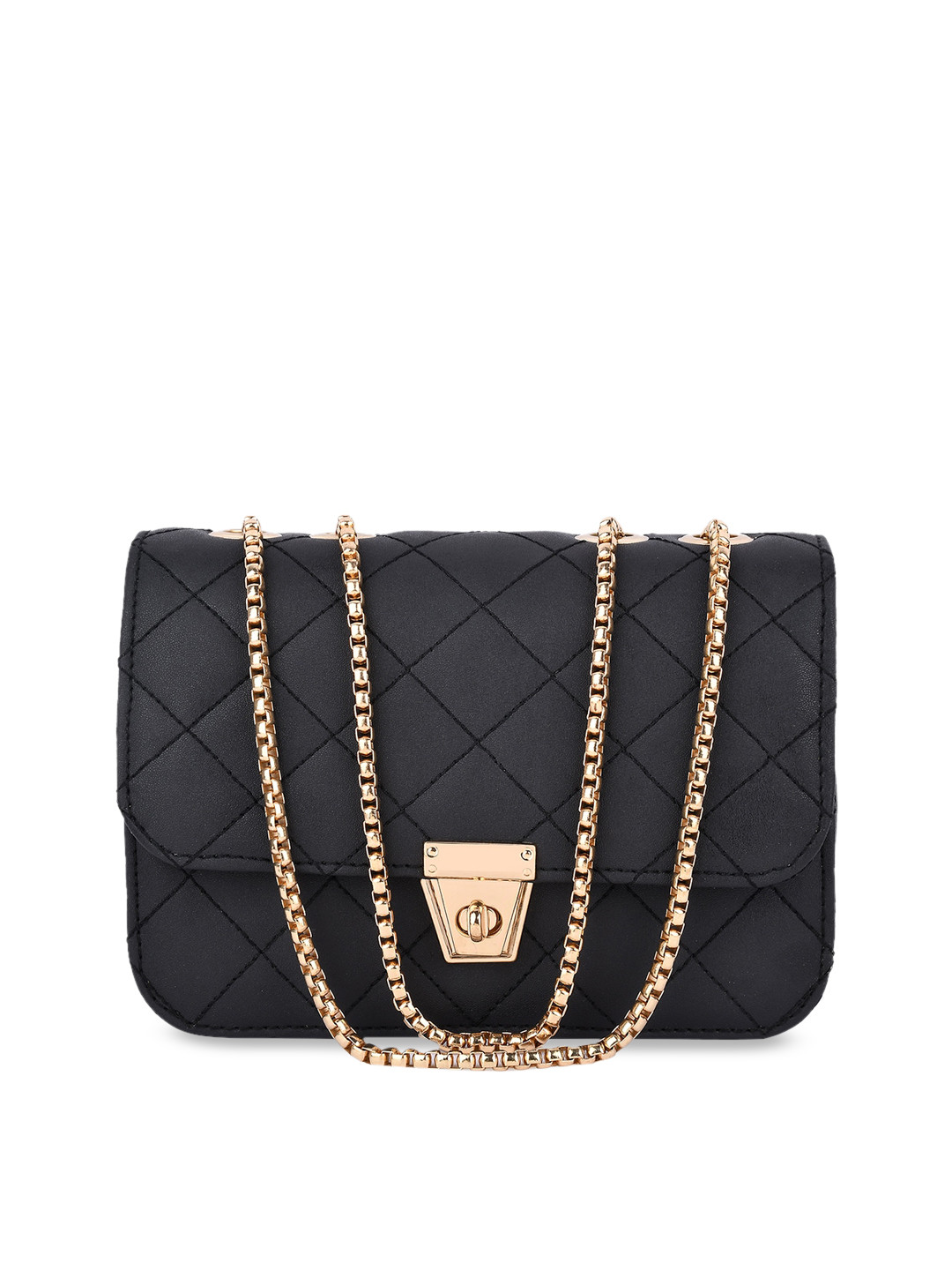 

SHINING STAR Black Quilted Structured Sling Bag