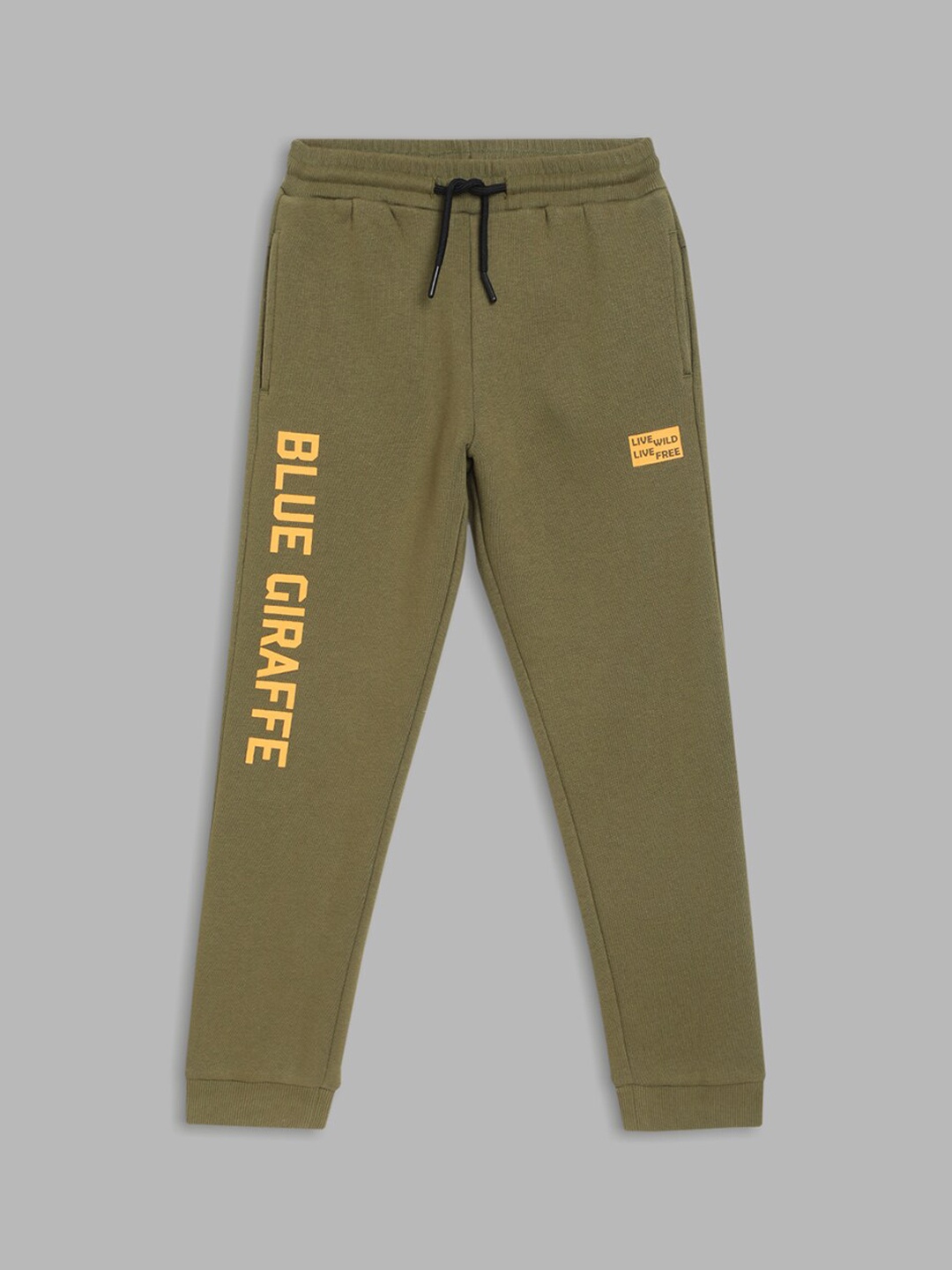 

Blue Giraffe Boys Olive Green Solid Track Pants