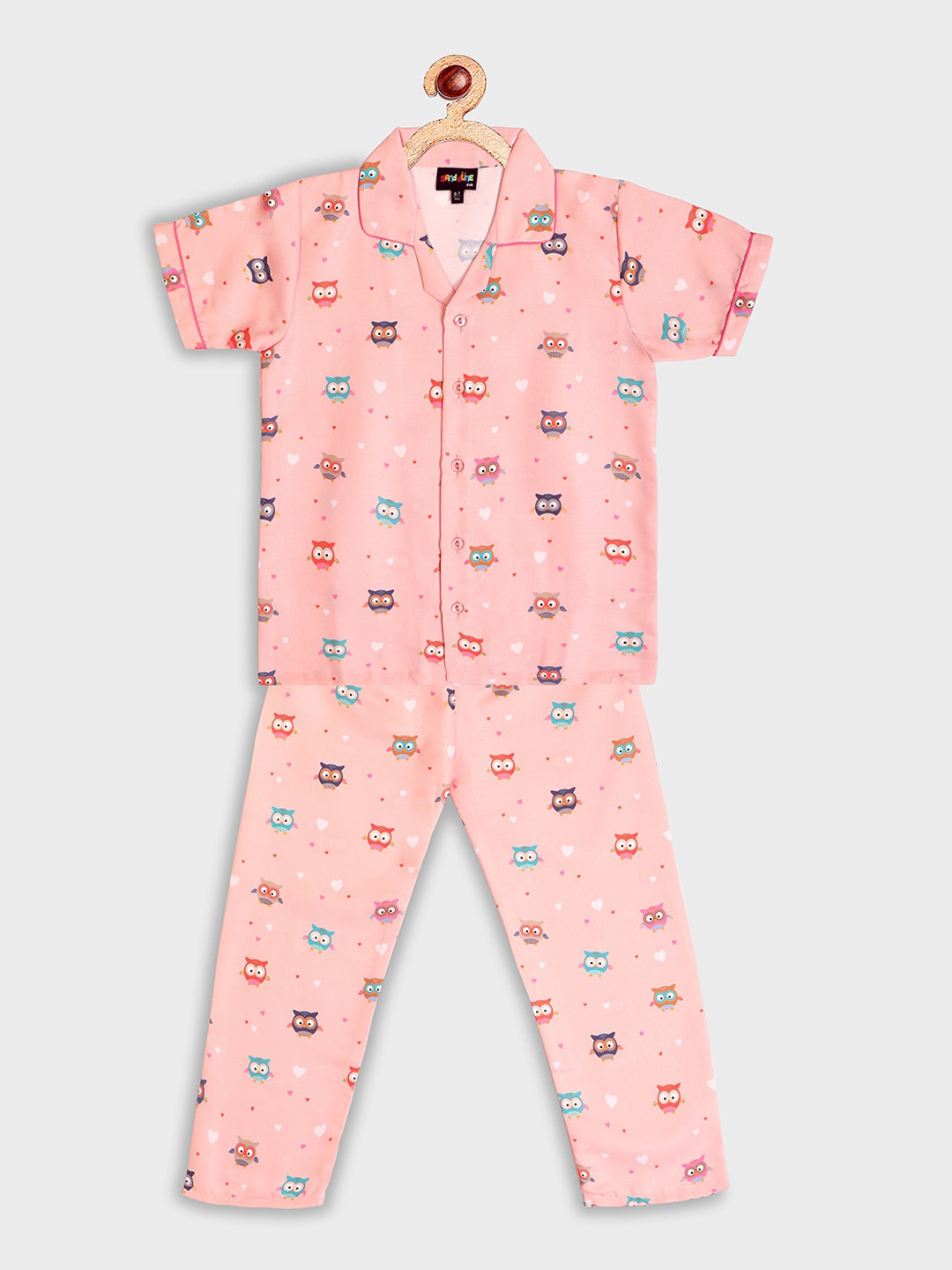 

Sand Dune Unisex Kids Pink & Red Printed Night suit