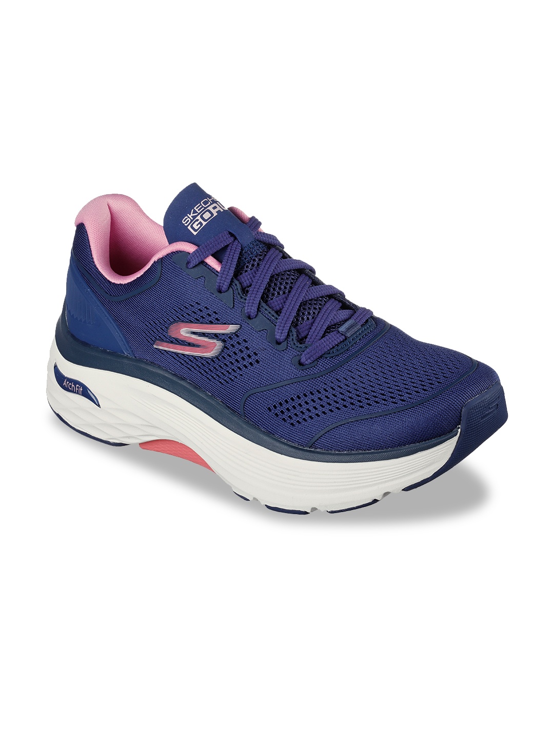 

Skechers Women Navy Blue Mesh Max Cushioning Arch Fit Swi Sports Shoes