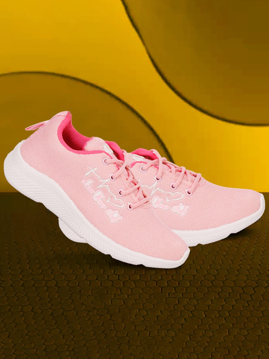 

sneakers villa Women Pink Woven Design Sneakers