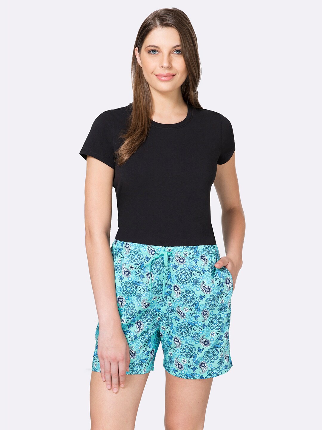 

Van Heusen Women Printed Lounge Shorts, Blue