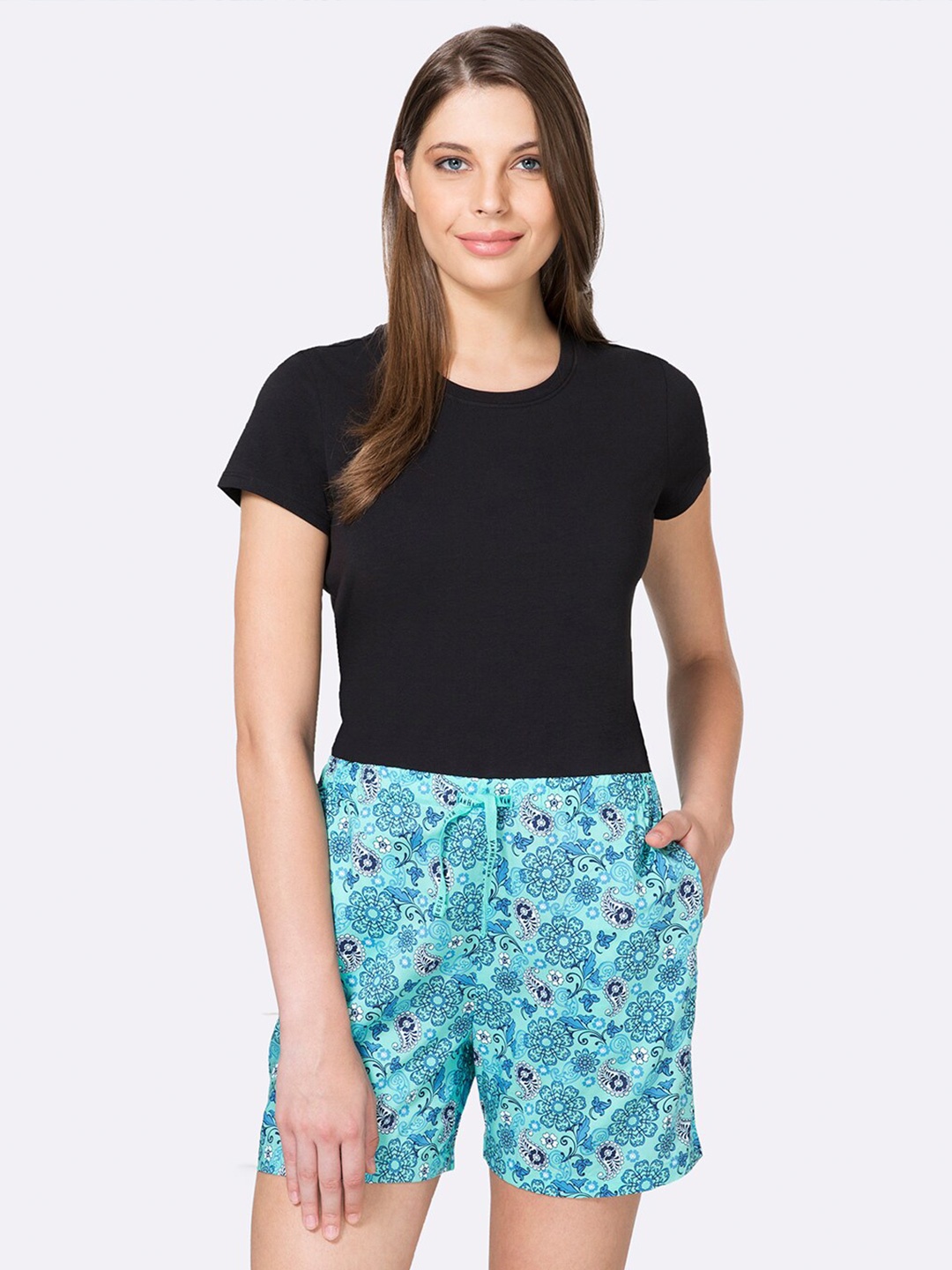 

Van Heusen Women Printed Functional Pocket Lounge Shorts, Blue