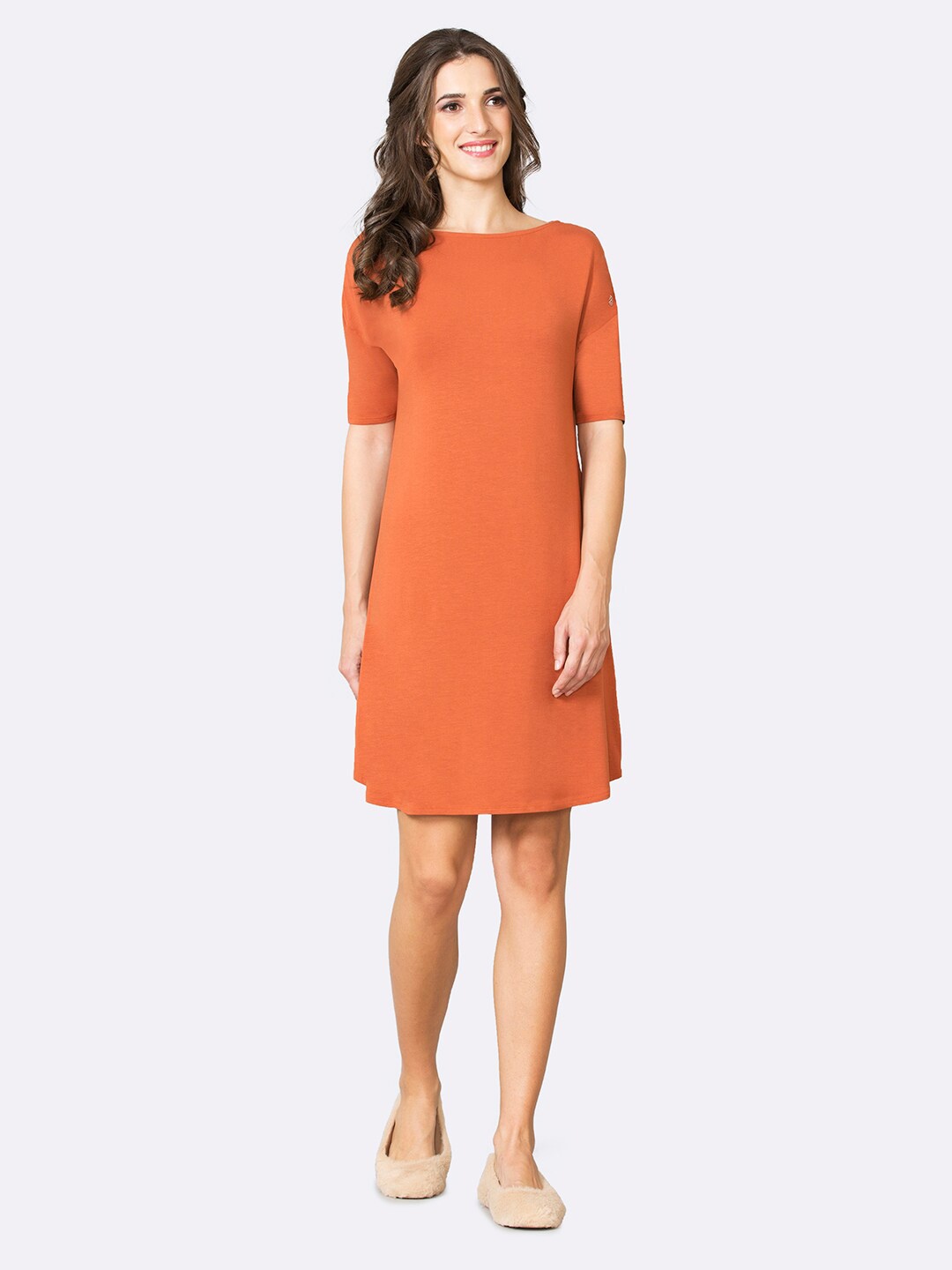 

Van Heusen Boat Neck Pure Cotton Ultra Soft Nightdress, Orange