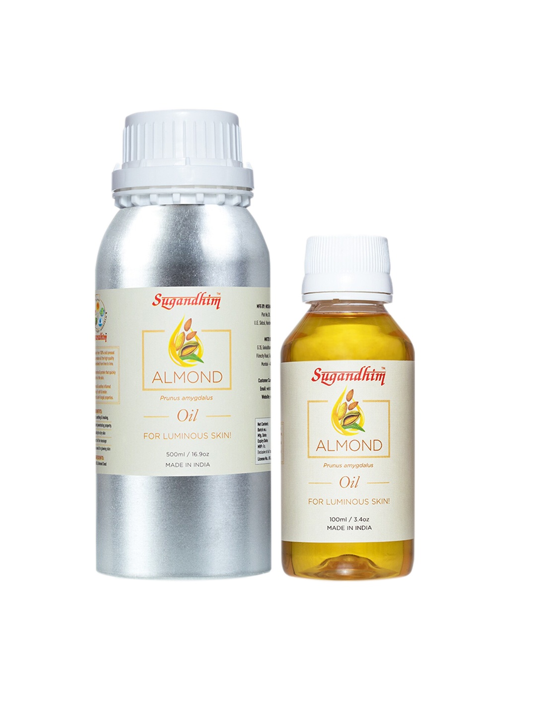 

Sugandhim Set Of 2 Almond Body Massage Oil, 600ml, Yellow