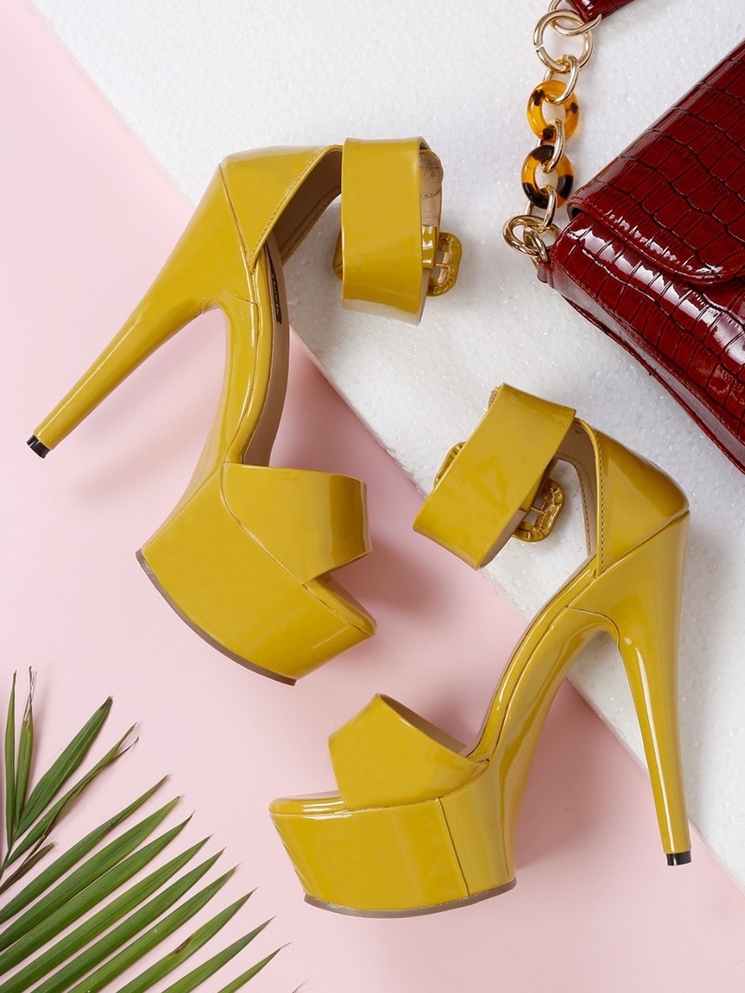 

Flat n Heels Women Yellow High-Top Stiletto Peep Toes