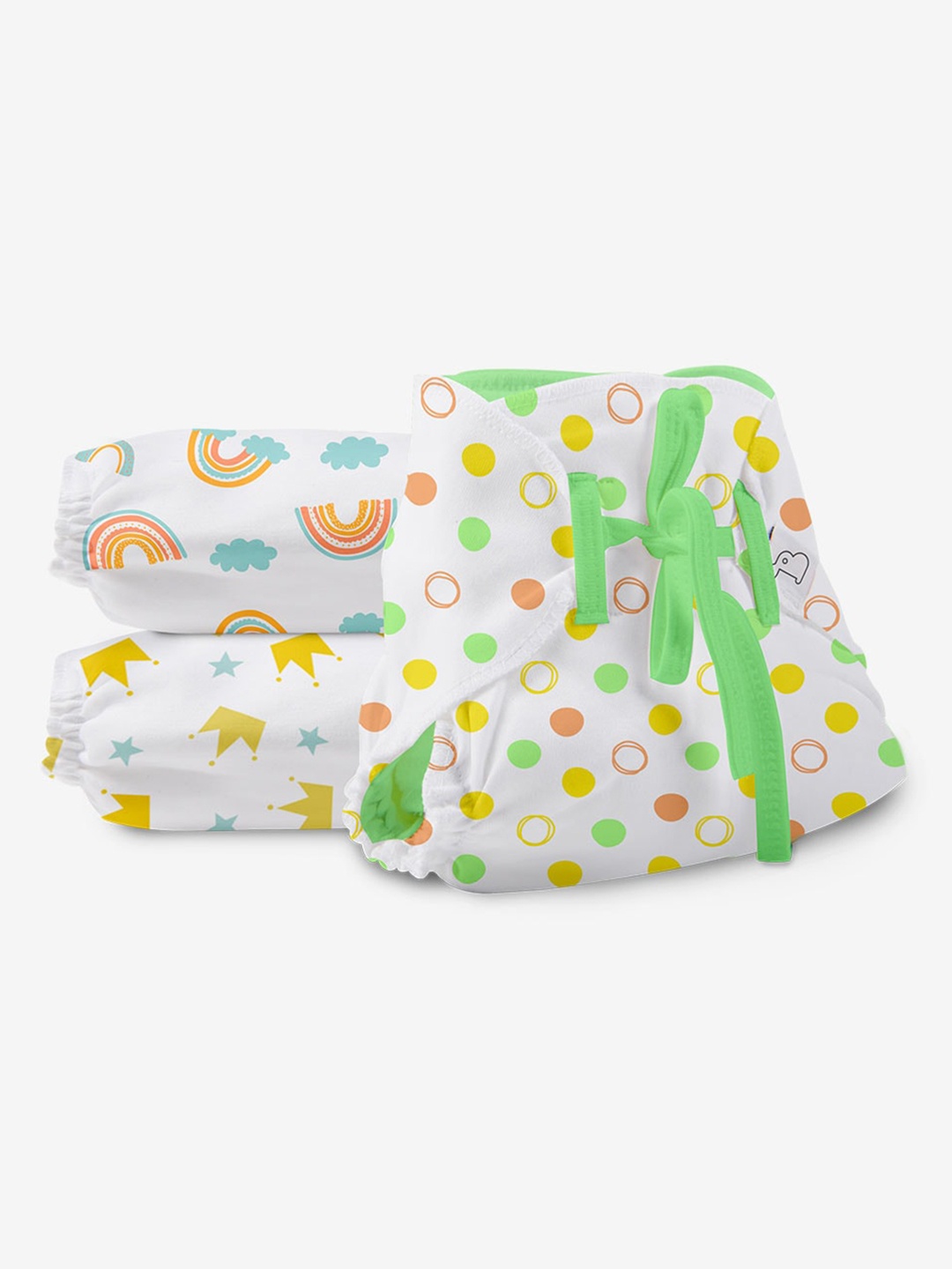 

SuperBottoms Infants Set Of 18 Printed SustainableNappies, White