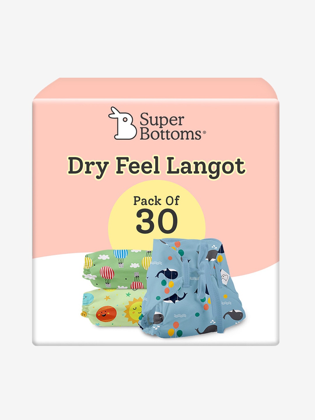 

SuperBottoms Infants Set Of 30 Sustainable Dry Feel Langot, Blue