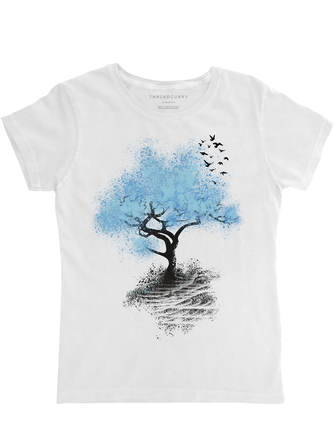 

THREADCURRY Girls White Printed T-shirt