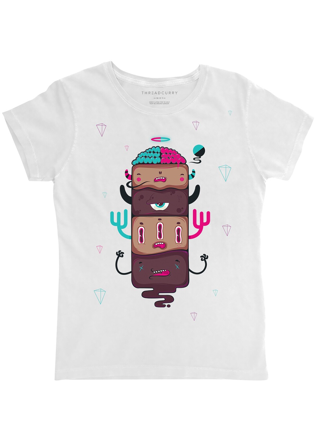 

THREADCURRY Girls White Printed T-shirt