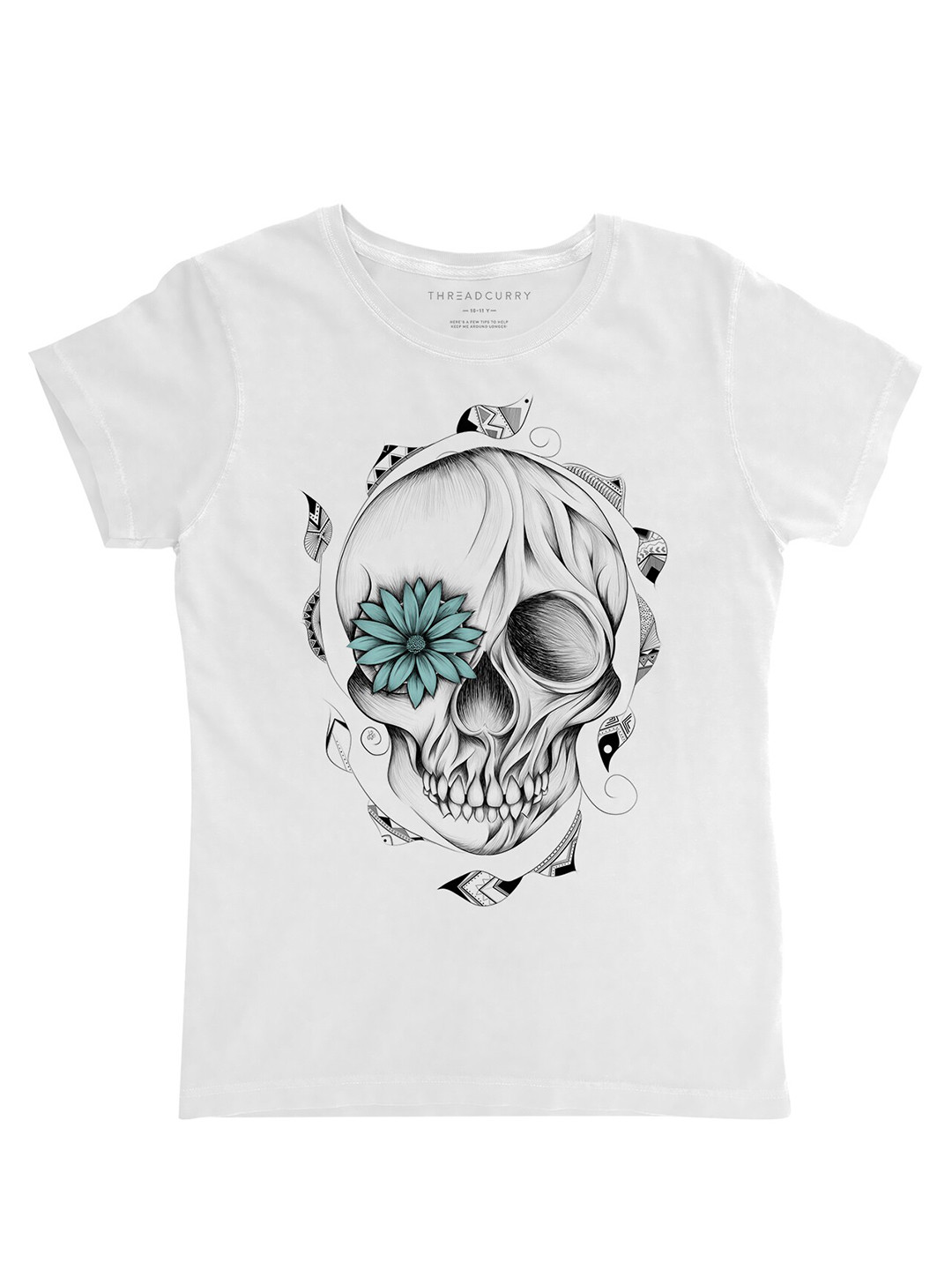 

THREADCURRY Girls White Printed T-shirt
