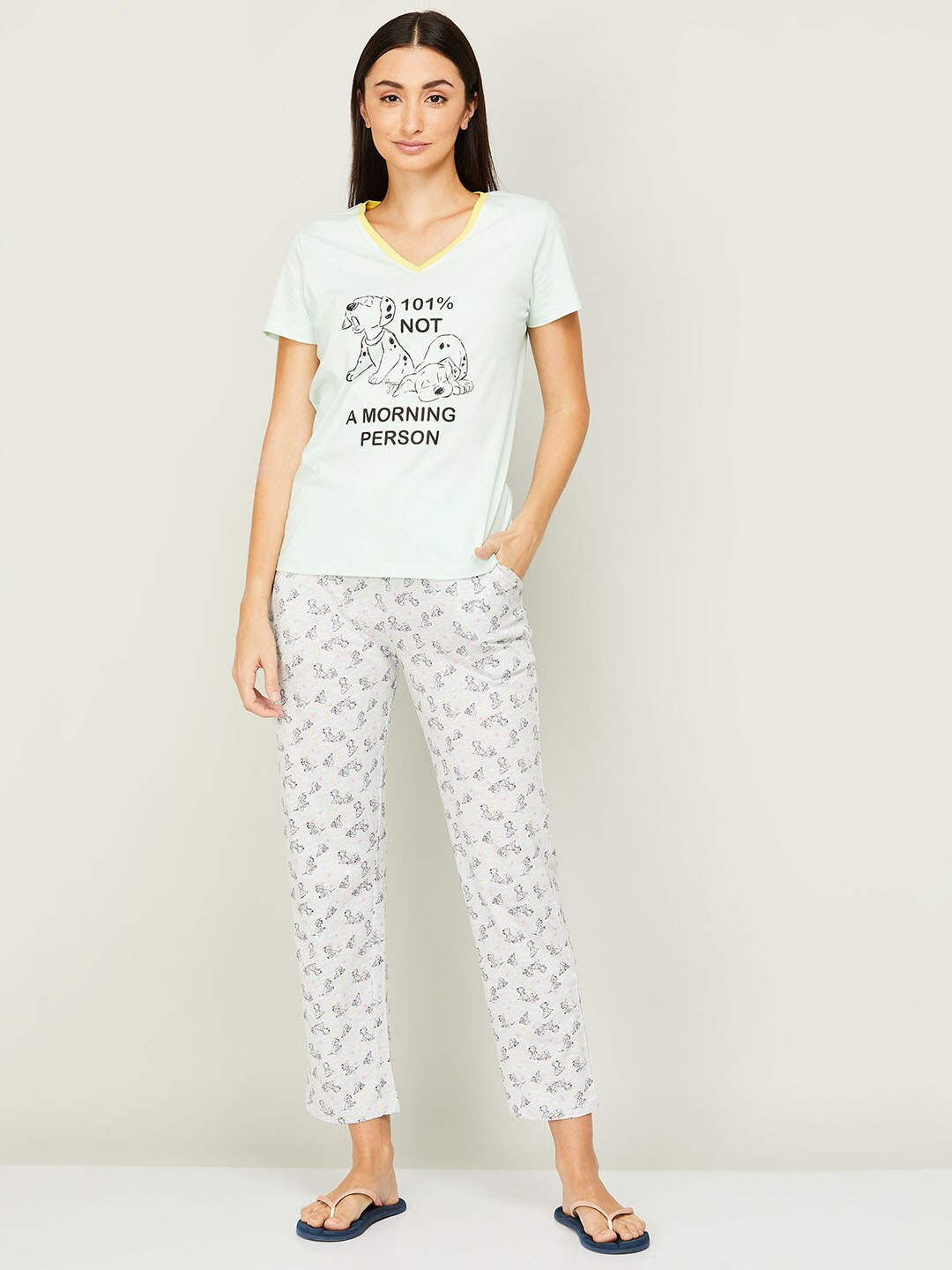 

Ginger by Lifestyle Women Striped T-shirt with Pyjamas, Grey