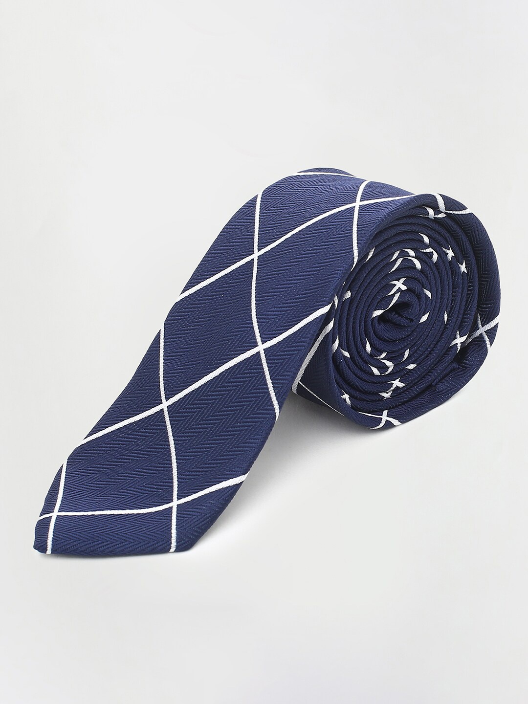 

CODE by Lifestyle Men Navy Blue & White Checked Broad Tie