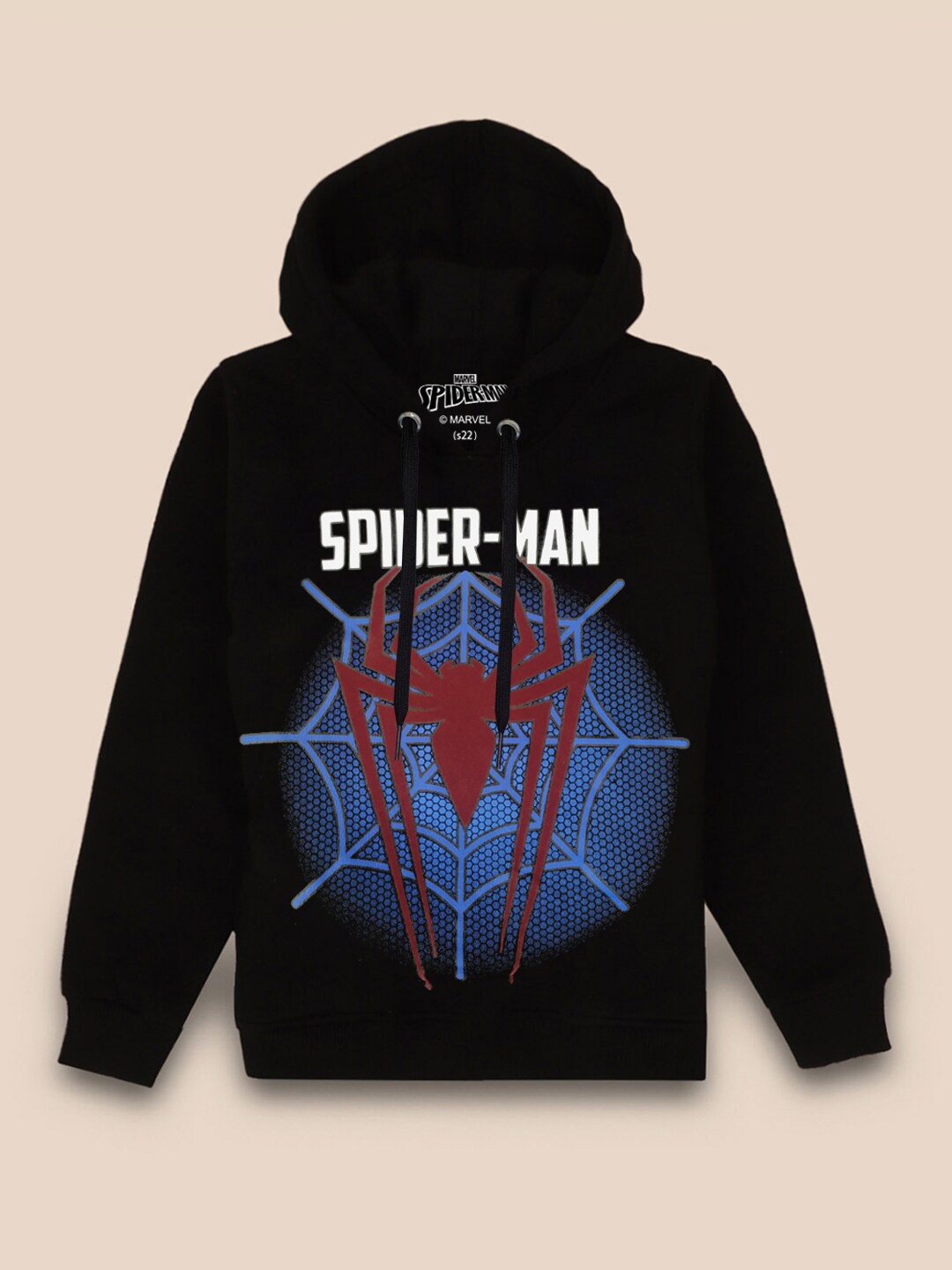 

Kids Ville Boys Black Spider-Man Printed Hooded Sweatshirt