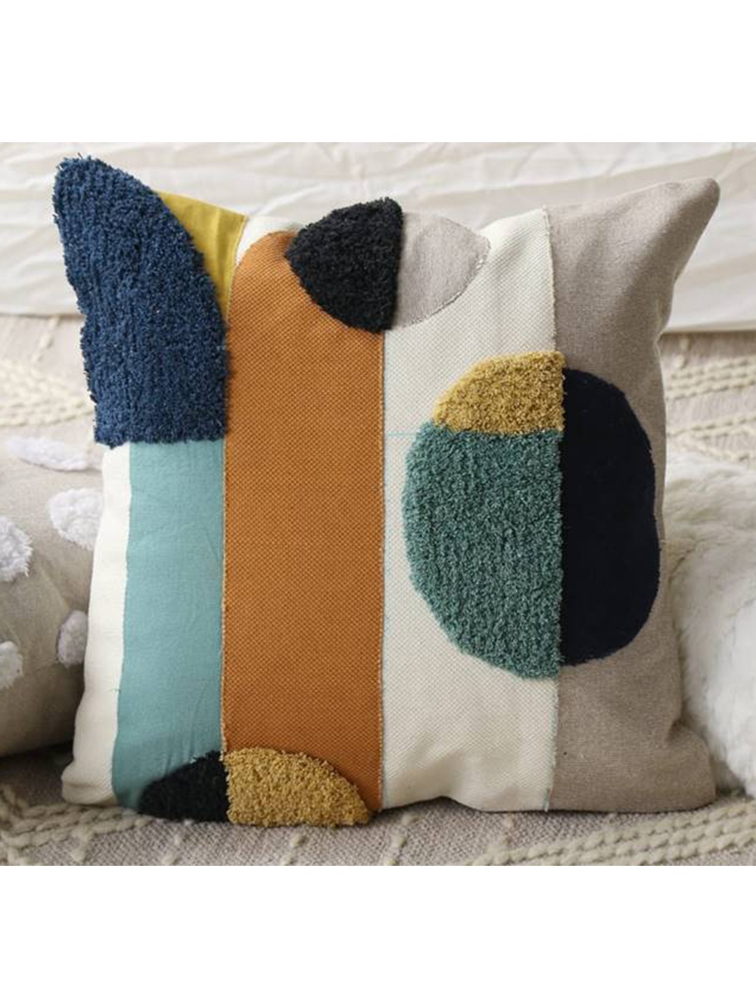 

HERE&NOW Geometric Square Cushion Cover, White