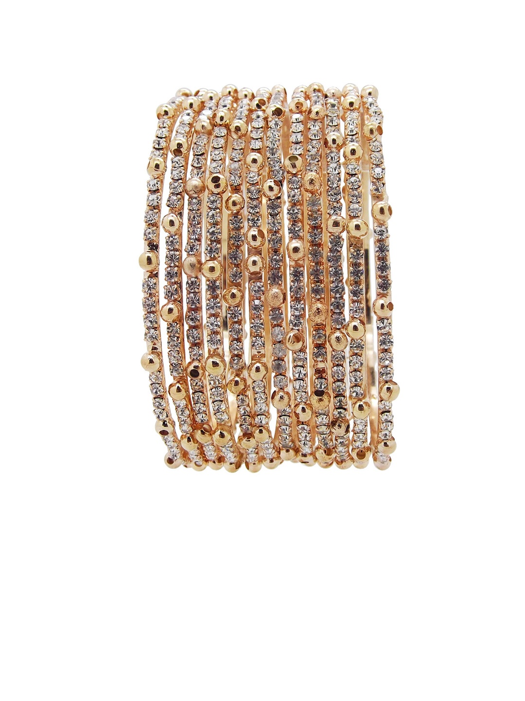 

FEMMIBELLA Set of 12 Gold Plated AD-Studded Bangle