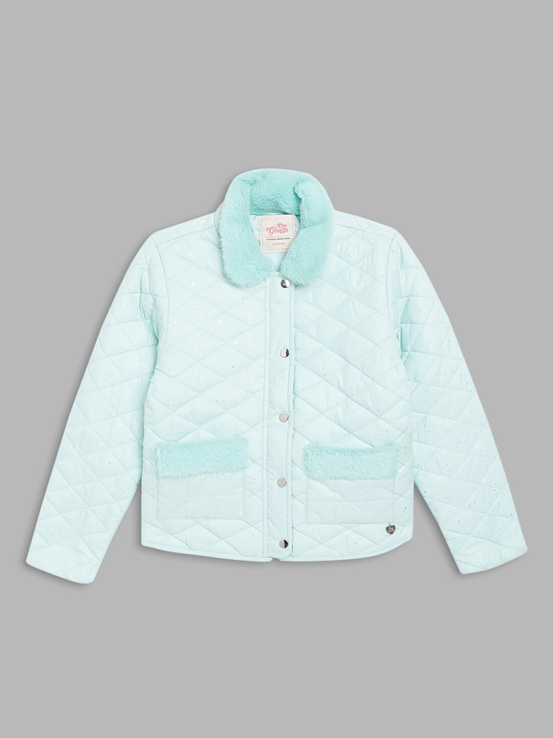 

Blue Giraffe Girls Blue Crop Quilted Jacket