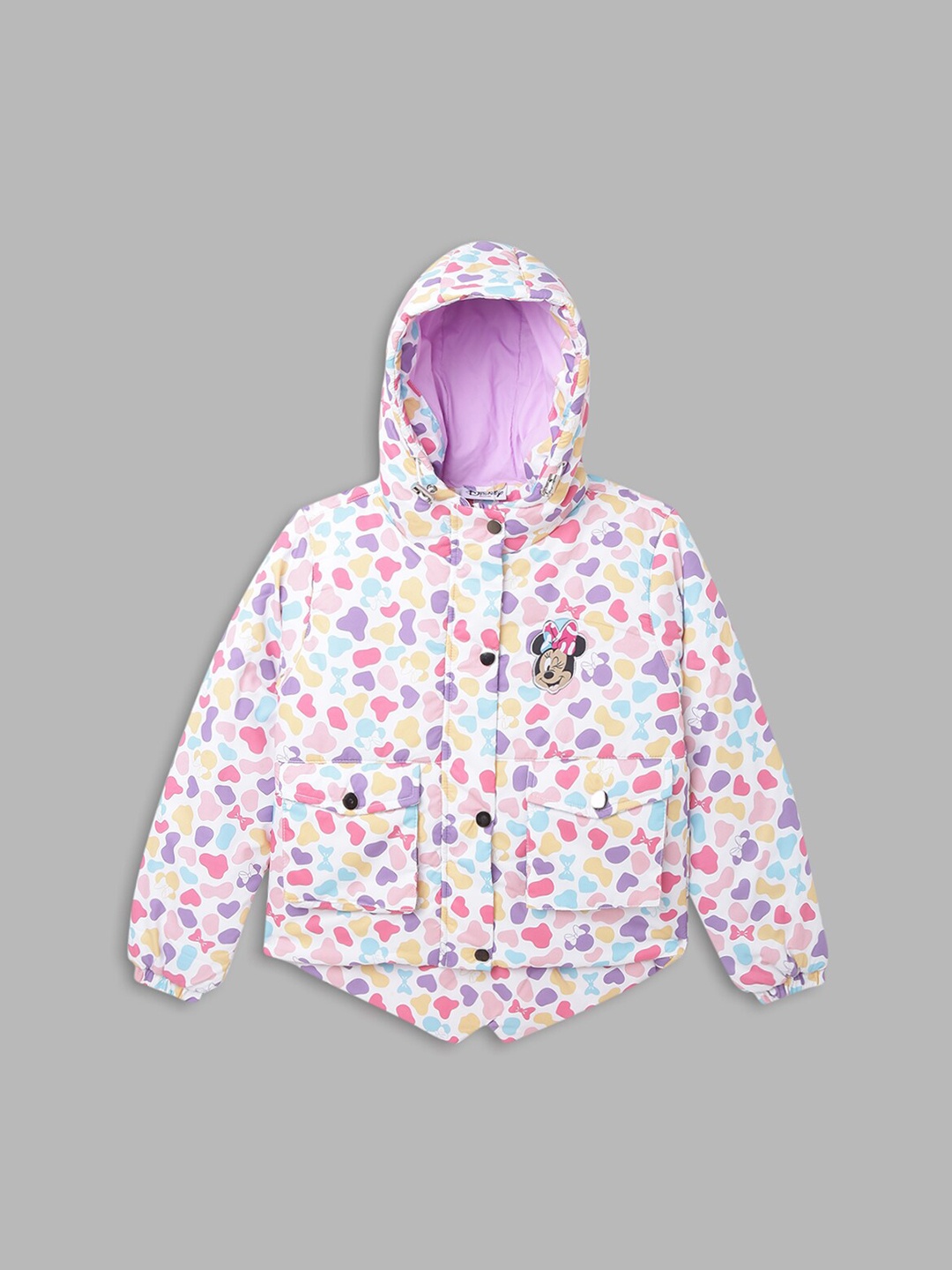 

Blue Giraffe Girls Multicoloured Minnie Mouse Printed Bomber Jacket, Multi