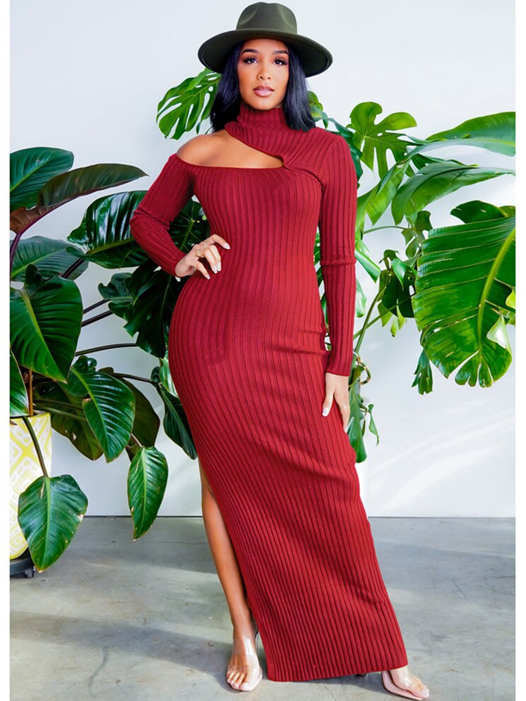 

BoStreet Red Striped Bodycon Maxi Dress