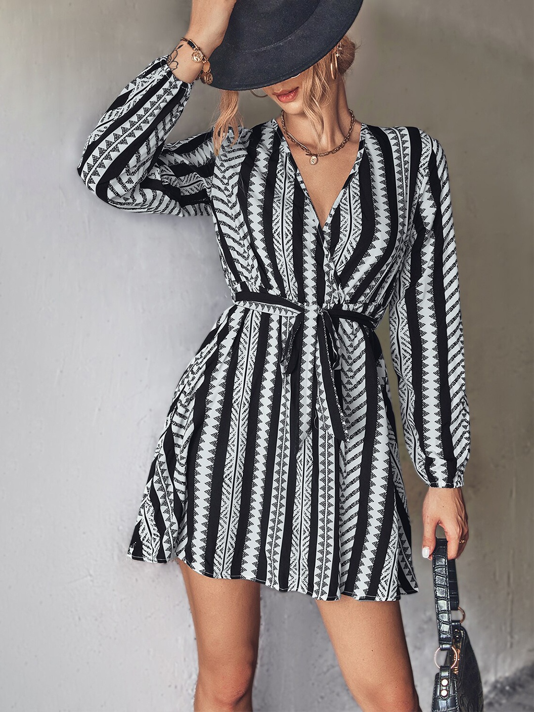 

BoStreet Black & White Striped Mini Dress
