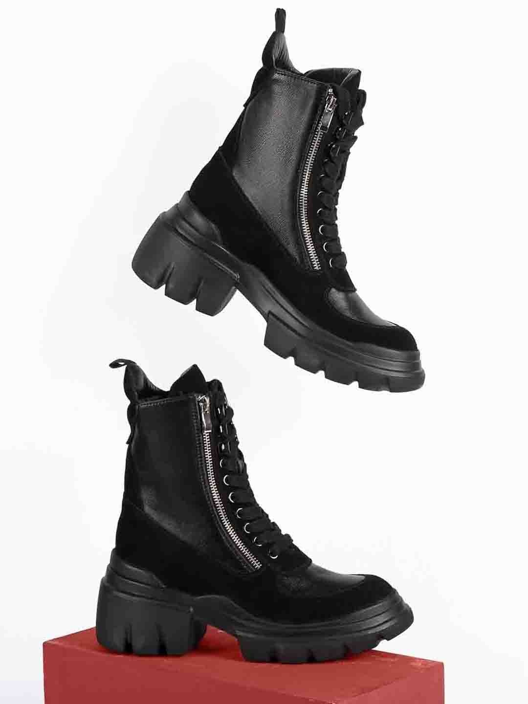 

Saint G Black Leather Lace Up Mid-Top Regular Boots