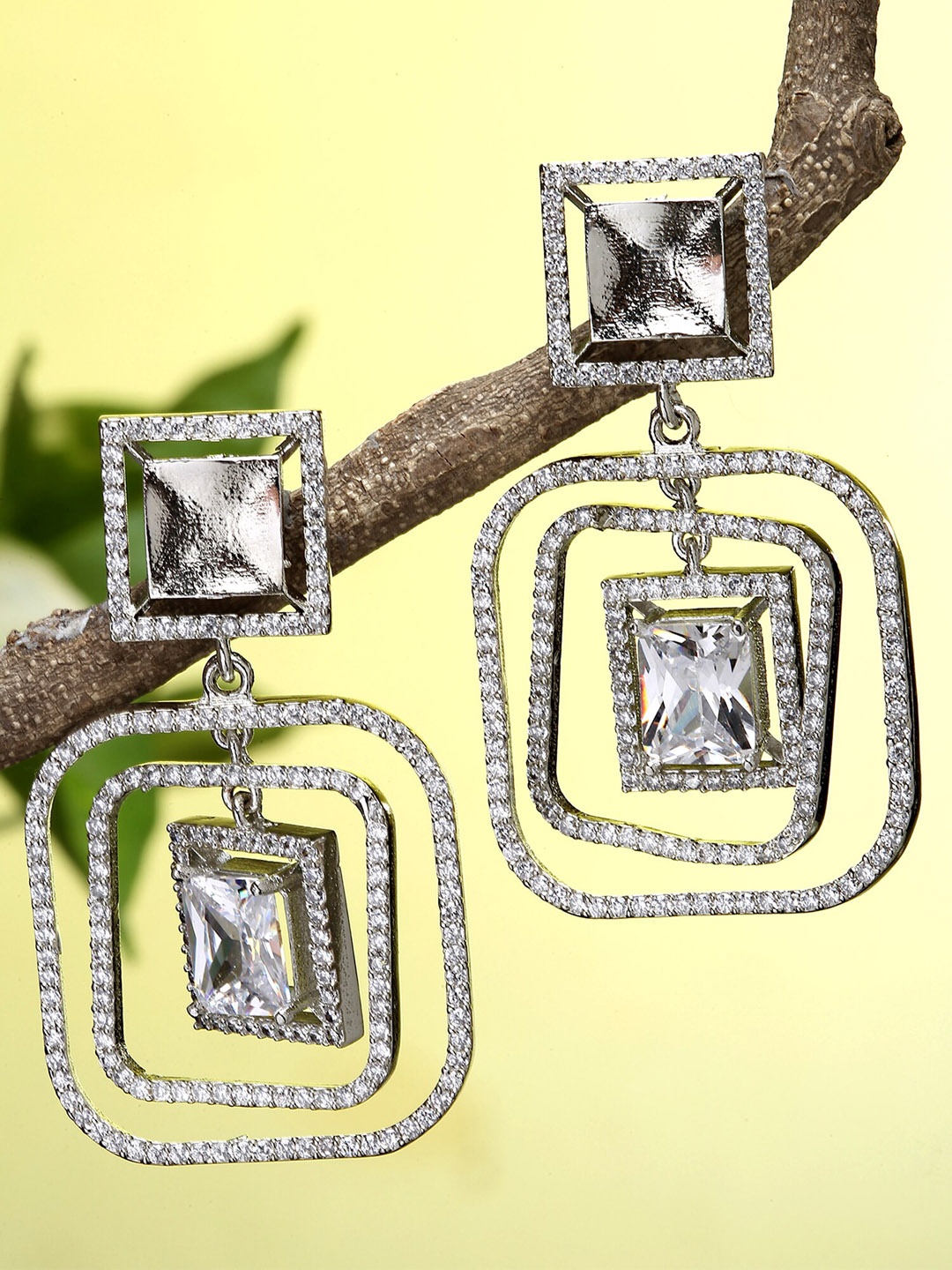 

KARATCART Silver-Toned Classic Drop Earrings
