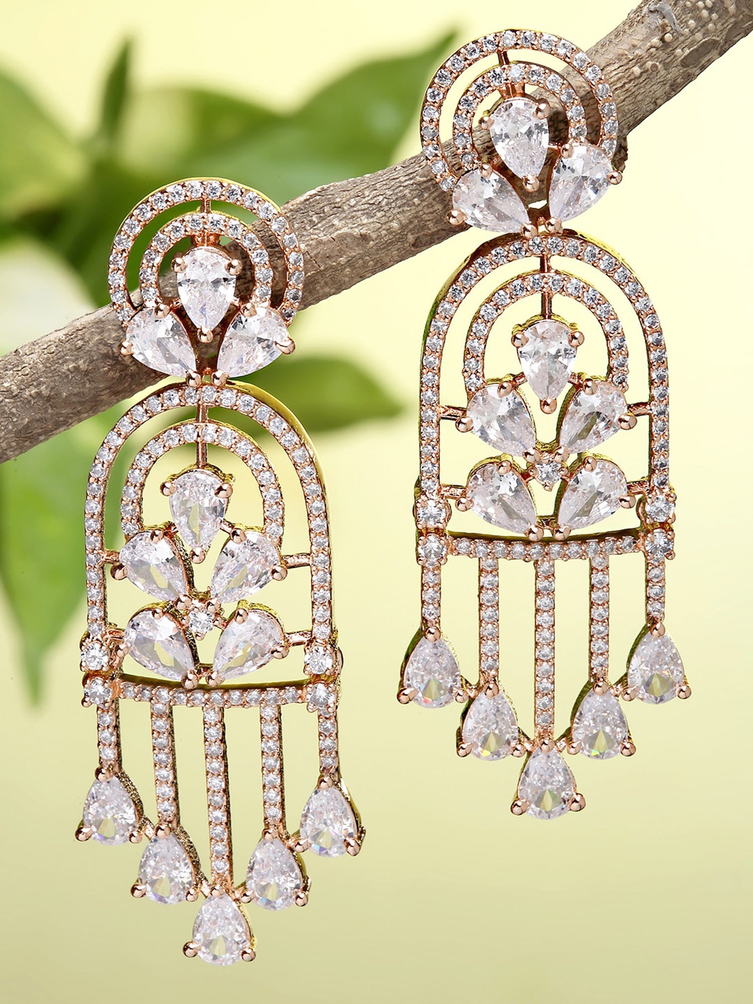 

KARATCART Rose Gold & White Classic Drop Earrings