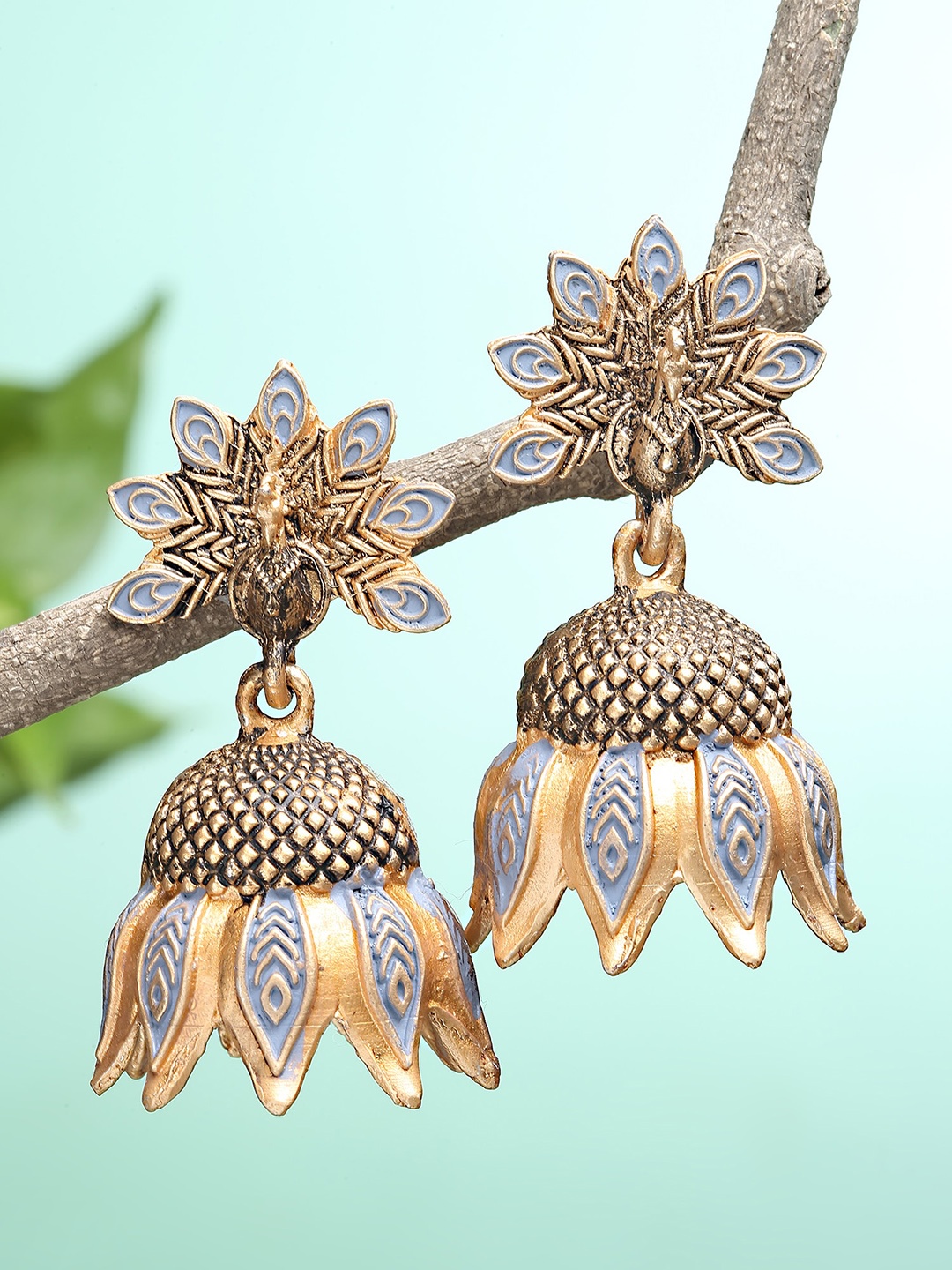 

KARATCART Grey Gold Plated Classic Jhumkas Earrings