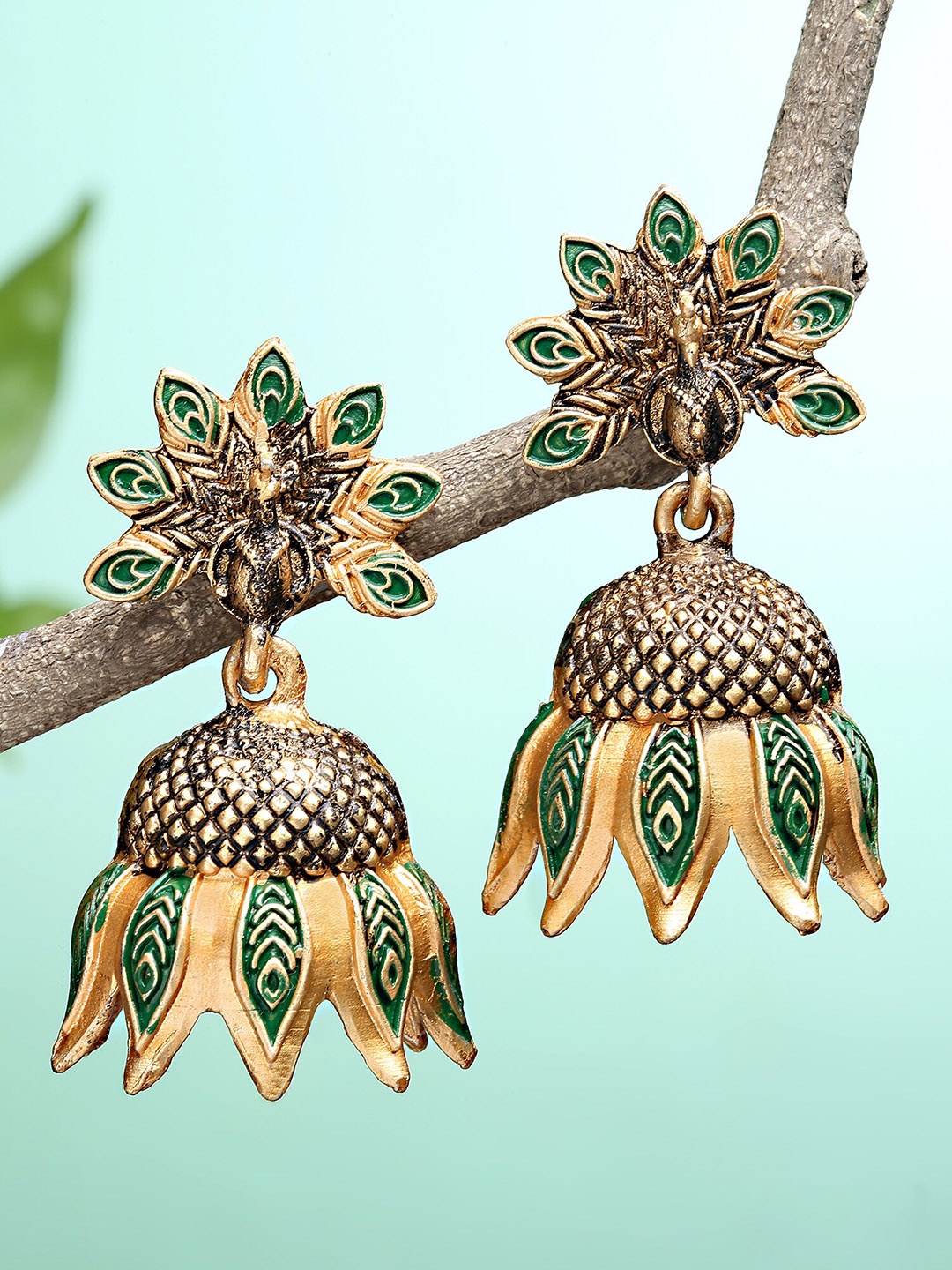 

KARATCART Green Classic Jhumkas Earrings