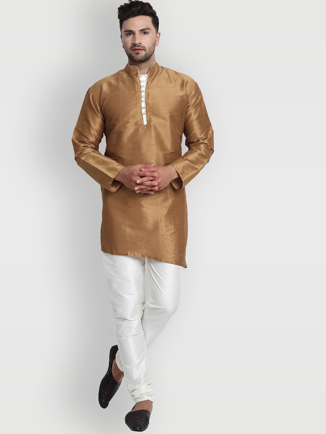 

Enciger Men Brown Dupion Silk Kurta with Churidar