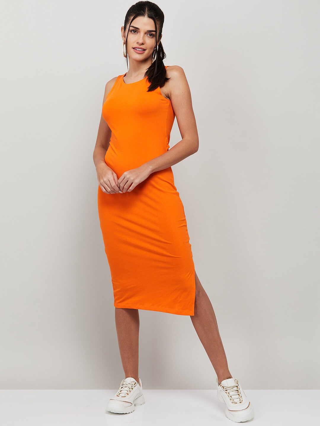 

Ginger by Lifestyle Orange Bodycon Midi Dress
