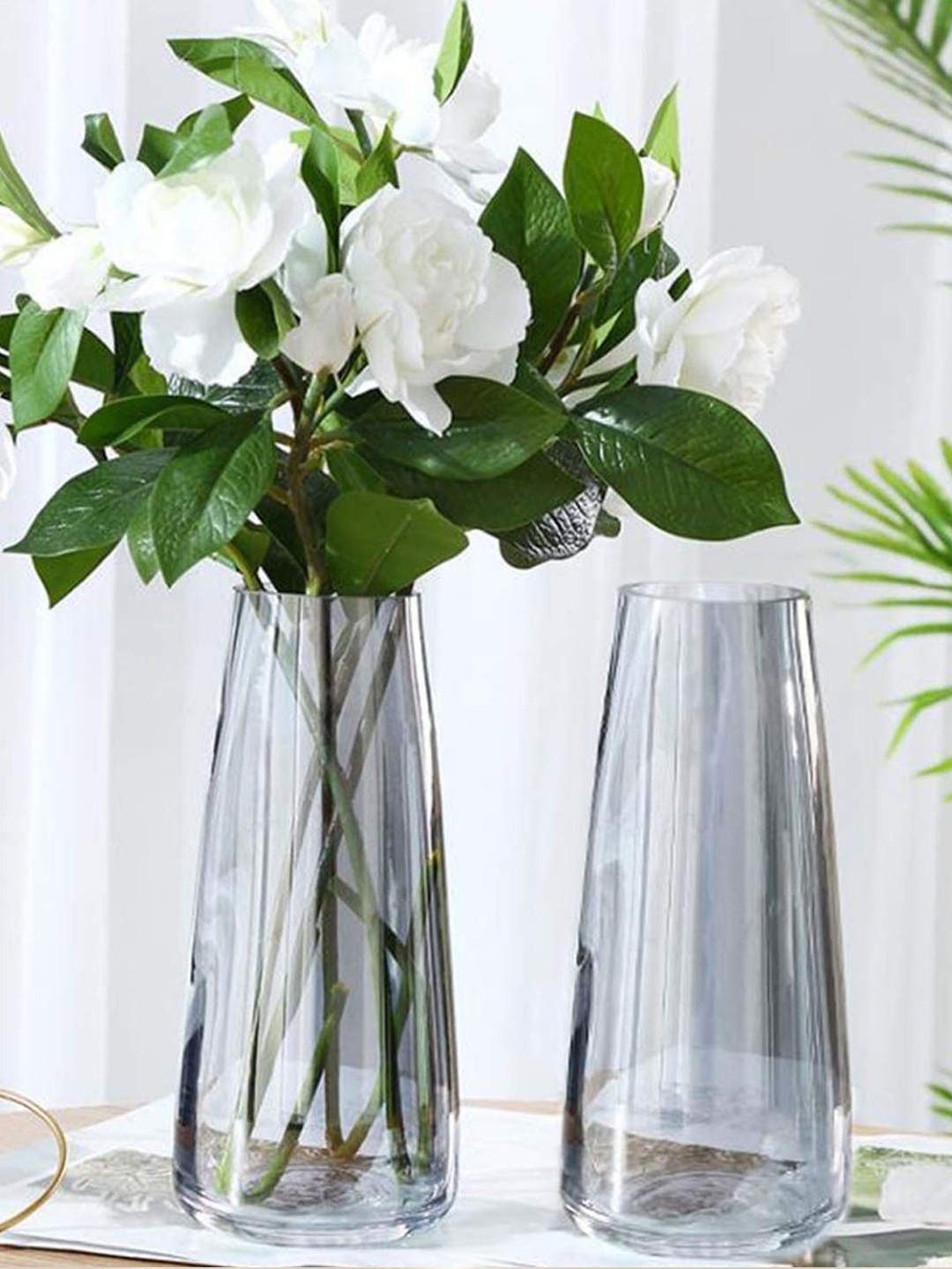 

TIED RIBBONS Set Of 2 Transparent Solid Glass Vases