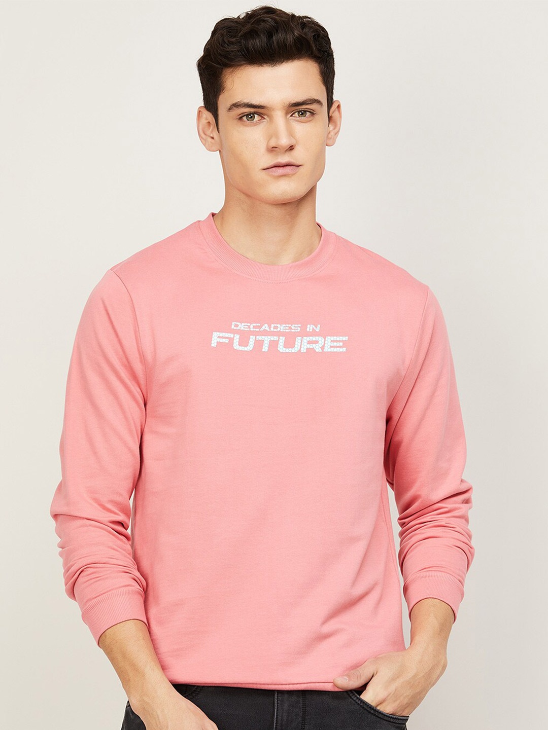 

Bossini Men Round Neck Long Sleeves Cotton Sweatshirt, Coral