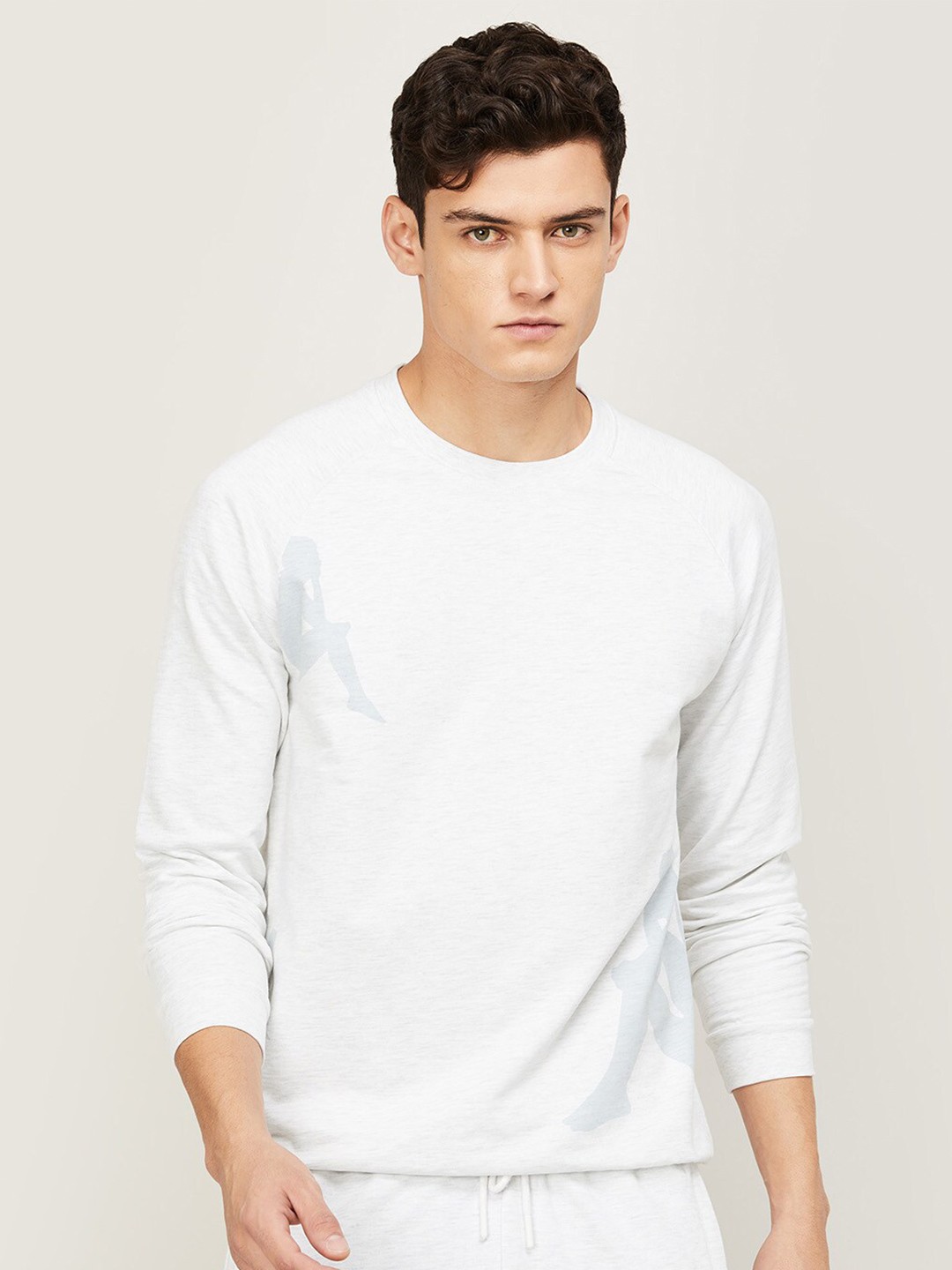 

Kappa Men Printed Round Sleeves Long Sleeves Cotton Pullover Sweatshirt, Grey