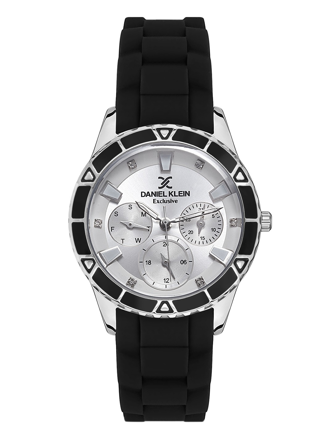 

Daniel Klein Exclusive Women Silver-Toned Dial & Black Straps Analogue Watch DK.1.13263-1