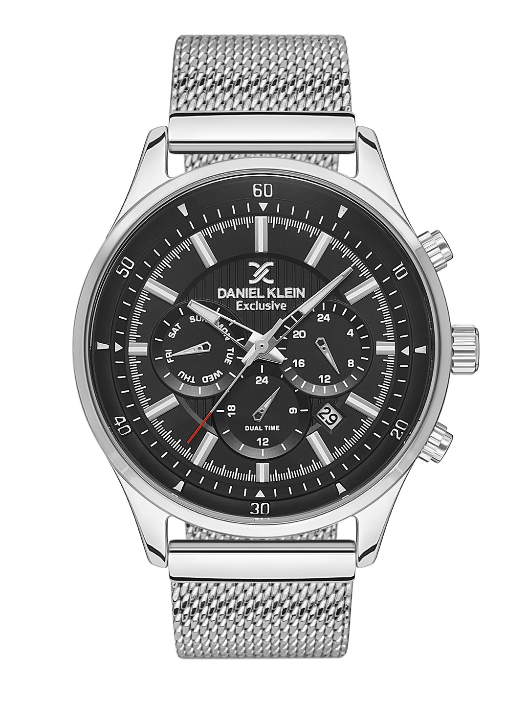 

Daniel Klein Exclusive Men Black Dial & Silver-Toned Strap Analogue Watch DK.1.13275-1