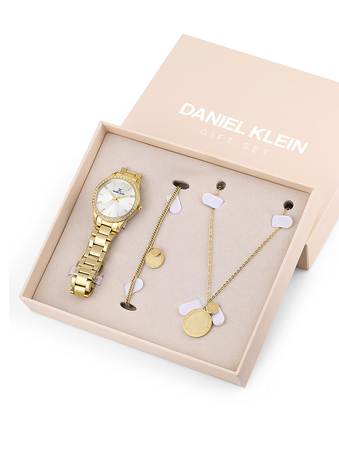 

Daniel Klein Women Silver & Gold-Toned Embellished Watch Gift Set DK.1.13284-4_OR