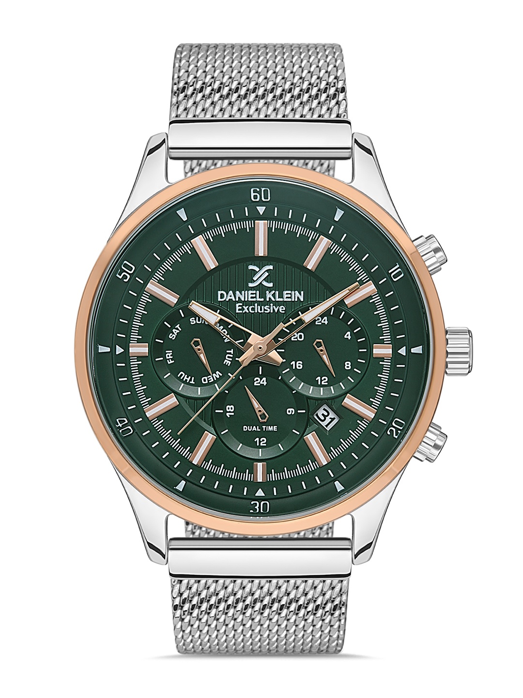 

Daniel Klein Exclusive Men Green Dial & Silver-Toned Strap Analogue Watch DK.1.13275-3_OR