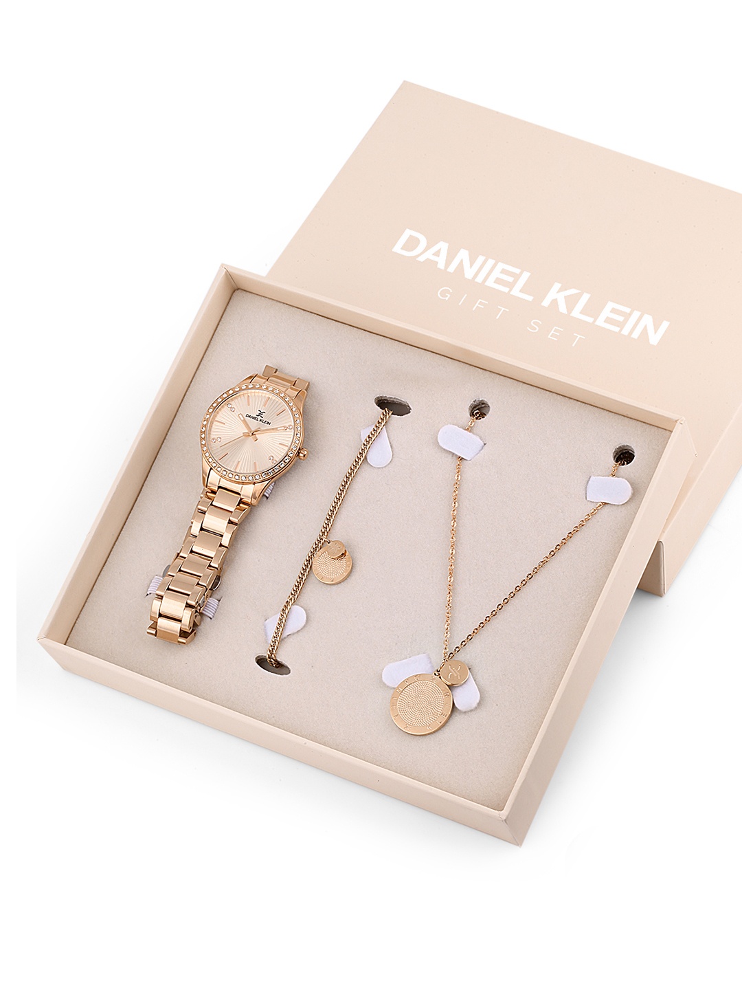 

Daniel Klein Women Rose Gold-Toned Embellished Watch Gift Set DK.1.13284-2_OR