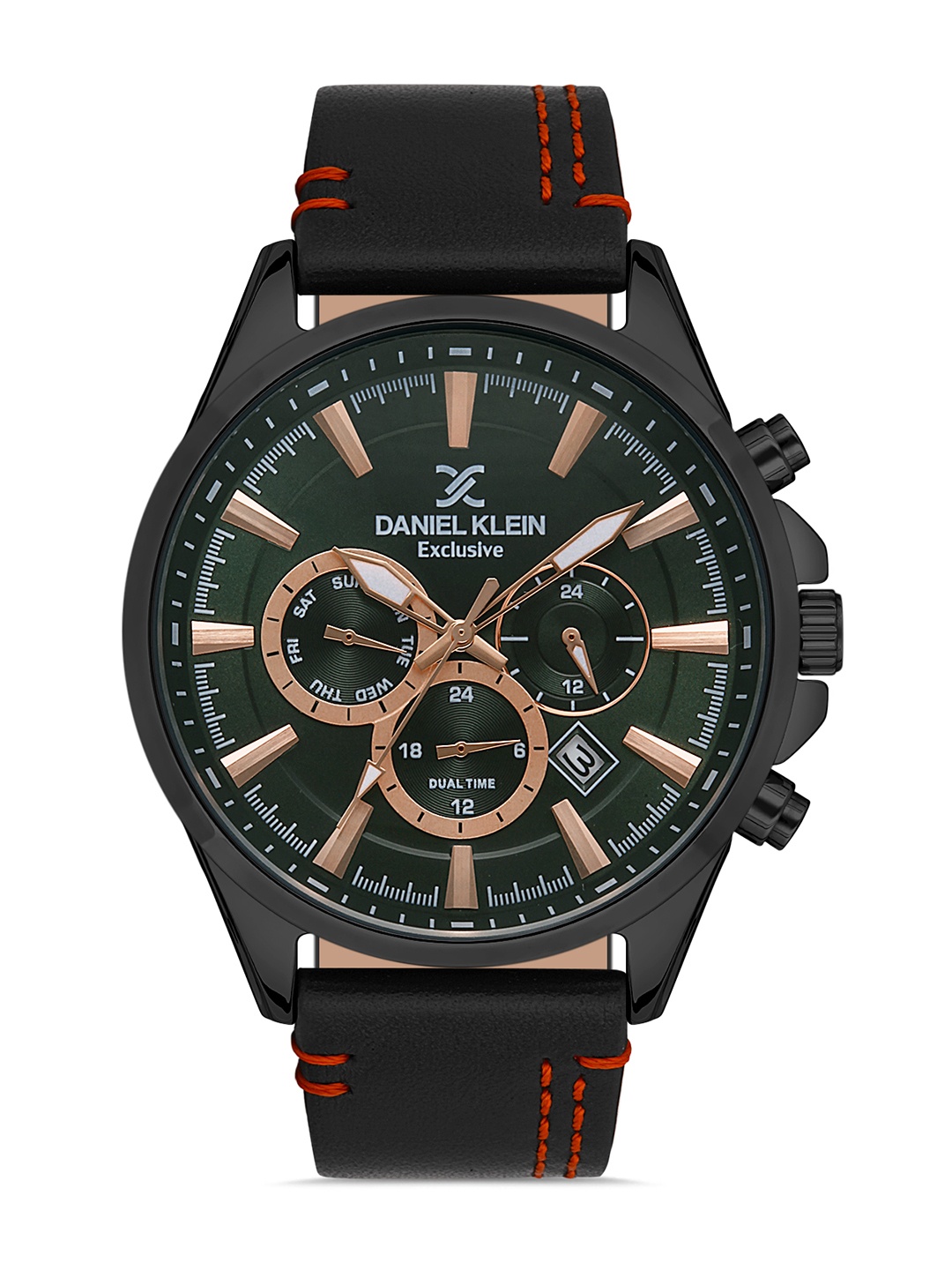 

Daniel Klein Exclusive Men Green Dial & Black Leather Strap Analogue Watch-DK.1.13278-4_OR
