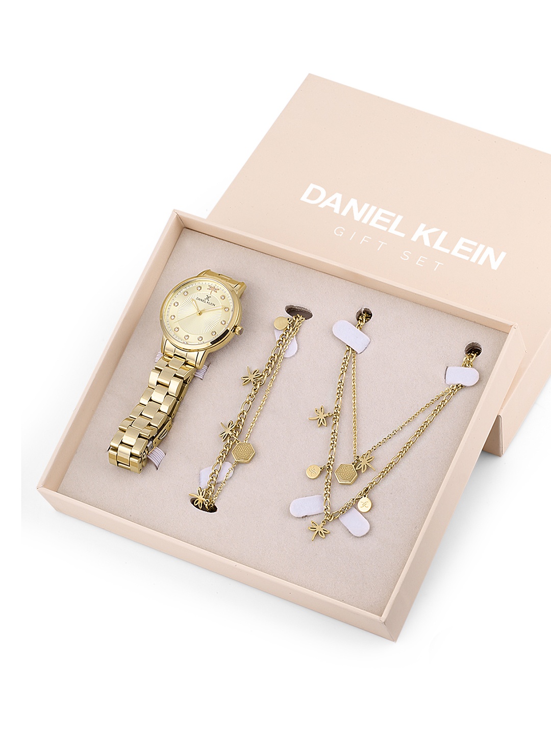 

Daniel Klein Women Gold-Toned Embellished Analogue Watch Gift Set DK.1.13285-3_OR