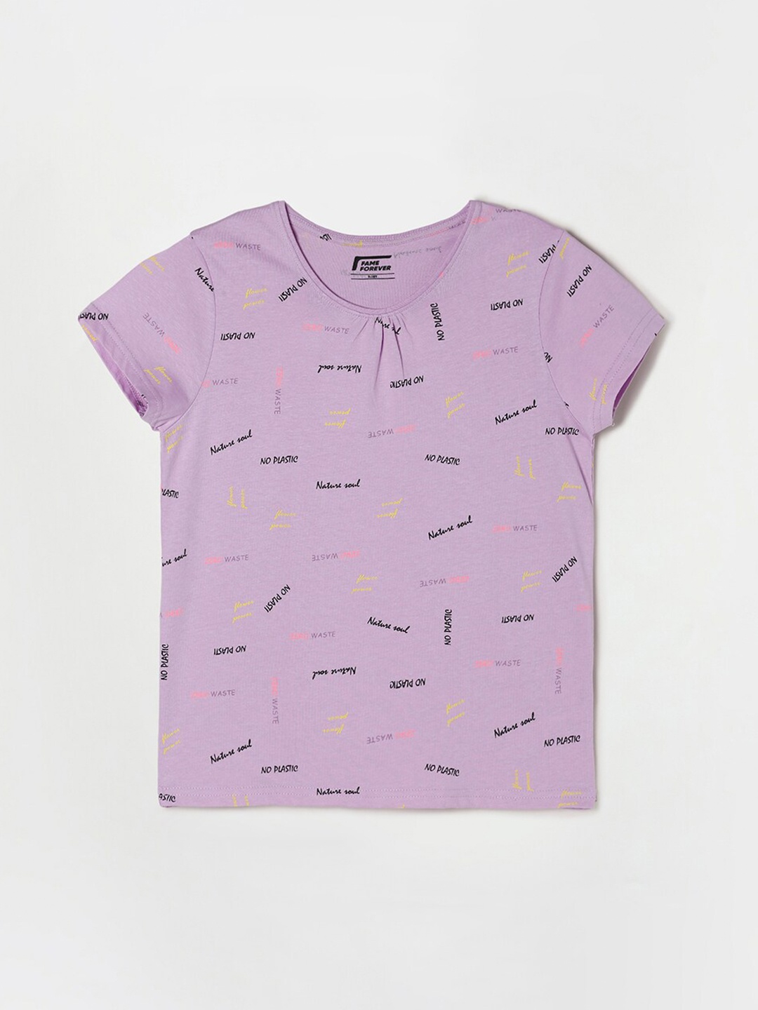 

Fame Forever by Lifestyle Girls Pink Typography Printed Pure Cotton T-shirt
