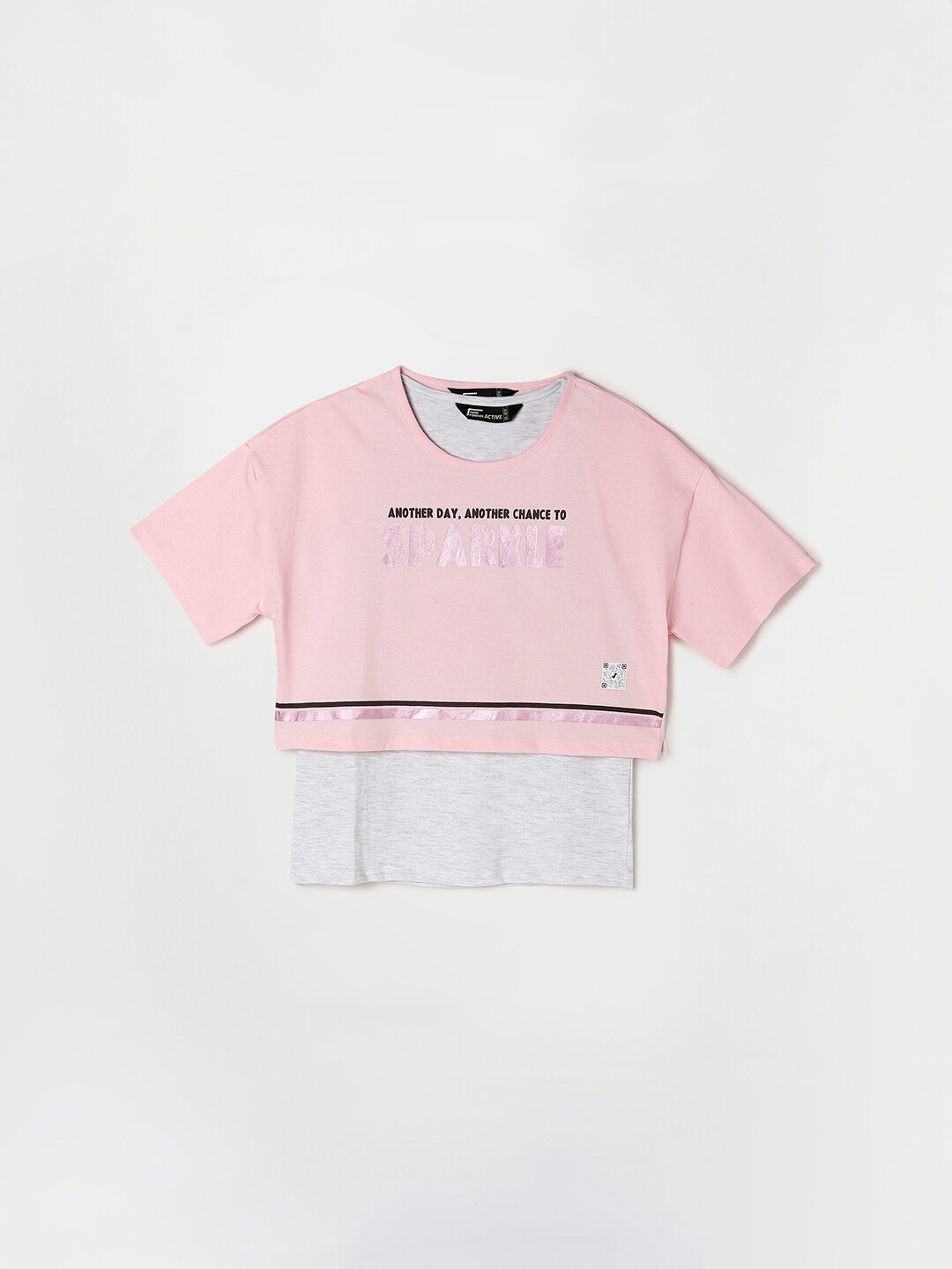 

Fame Forever by Lifestyle Girls Pink & Grey Typography Printed Pure Cotton T-shirt