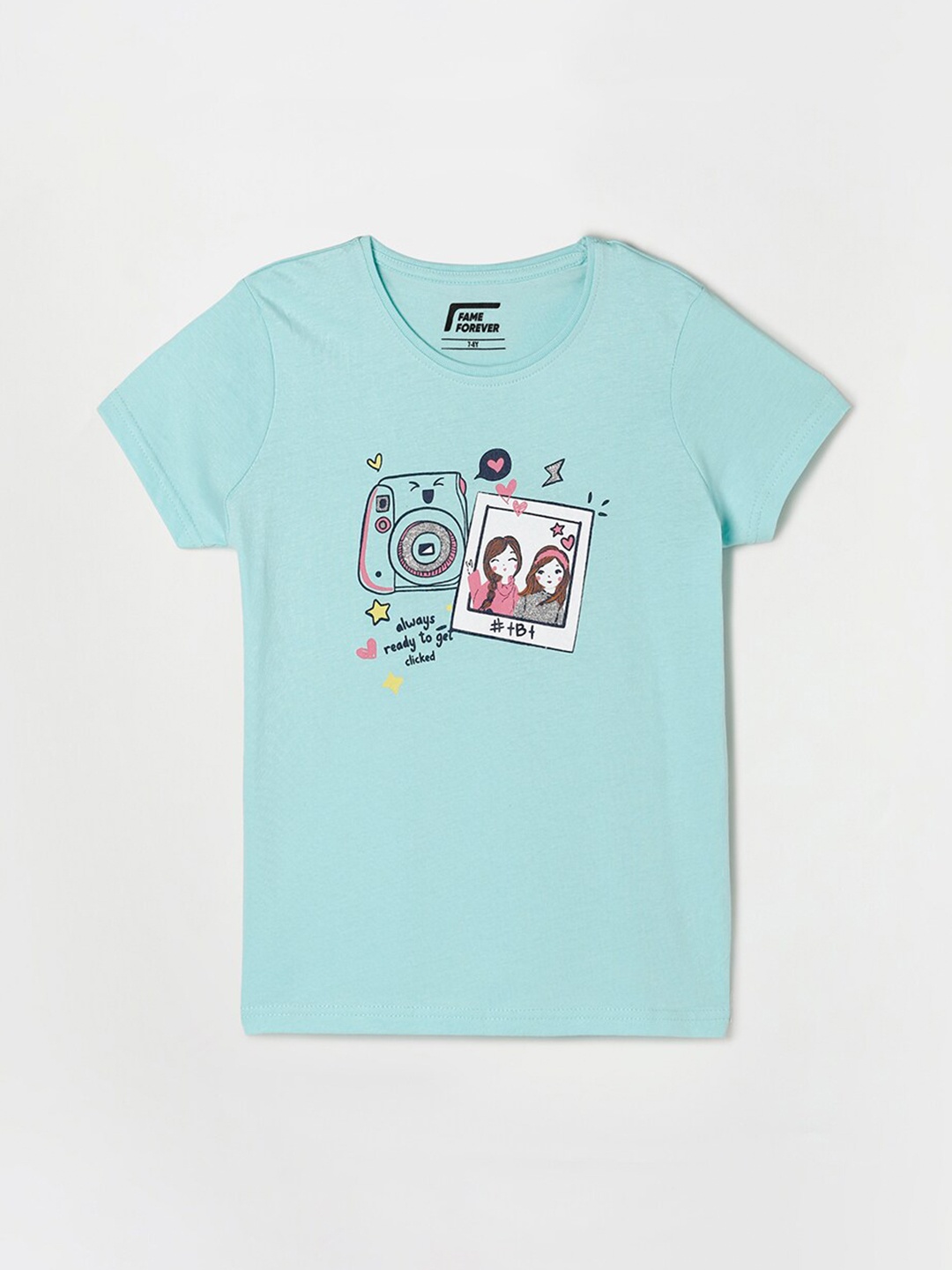 

Fame Forever by Lifestyle Girls Green Printed Pure Cotton T-shirt