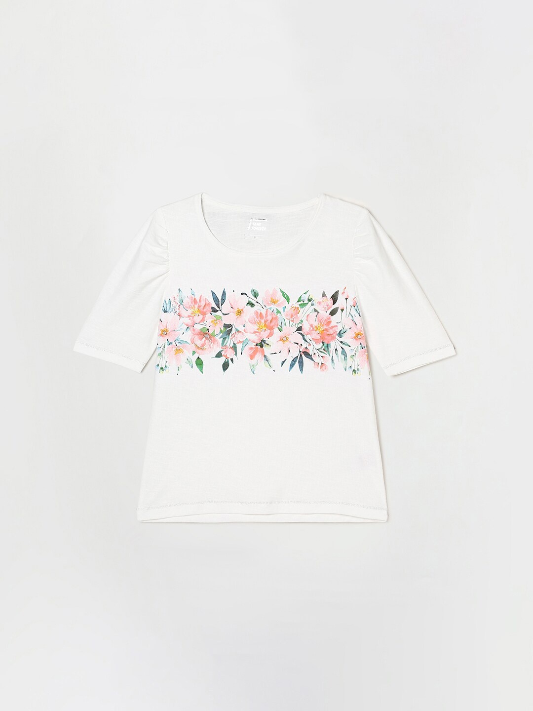 

Fame Forever by Lifestyle Girls Grey Floral Printed Pure Cotton T-shirt