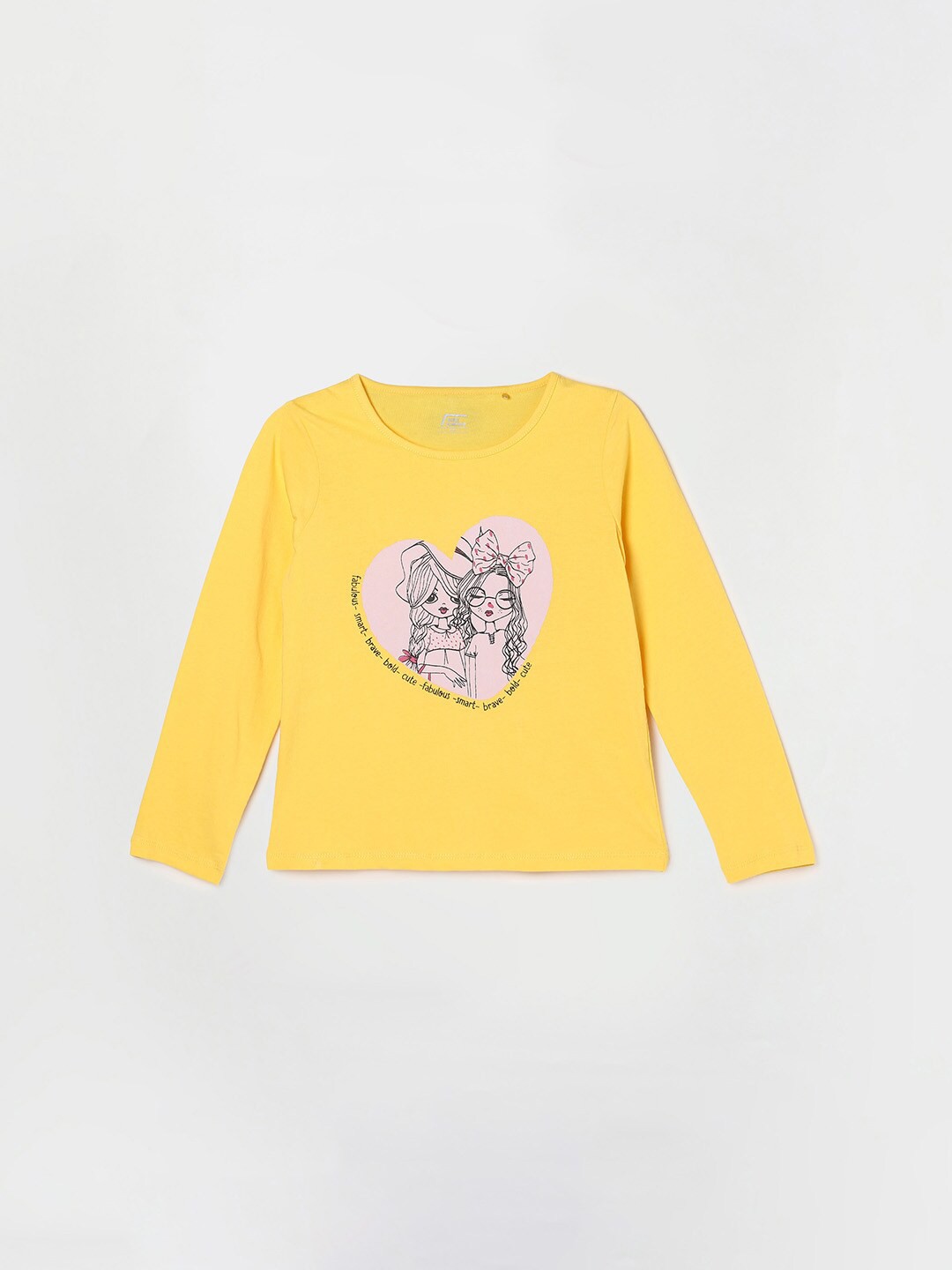 

Fame Forever by Lifestyle Girls Yellow Printed Pure Cotton T-shirt