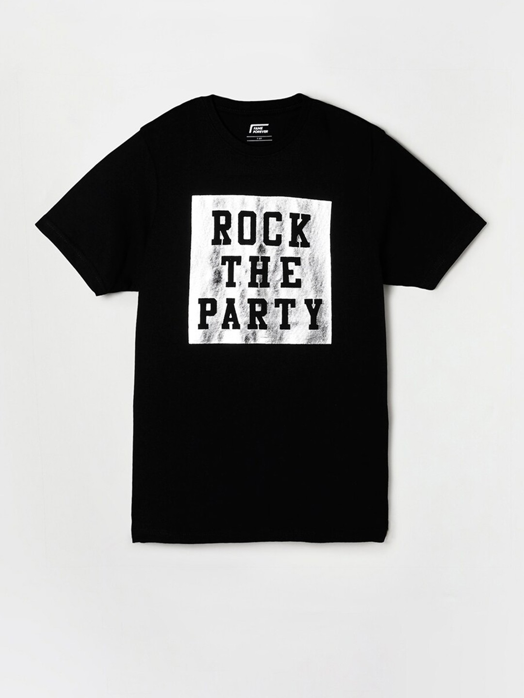 

Fame Forever by Lifestyle Boys Black & White Typography Printed Pure Cotton T-shirt