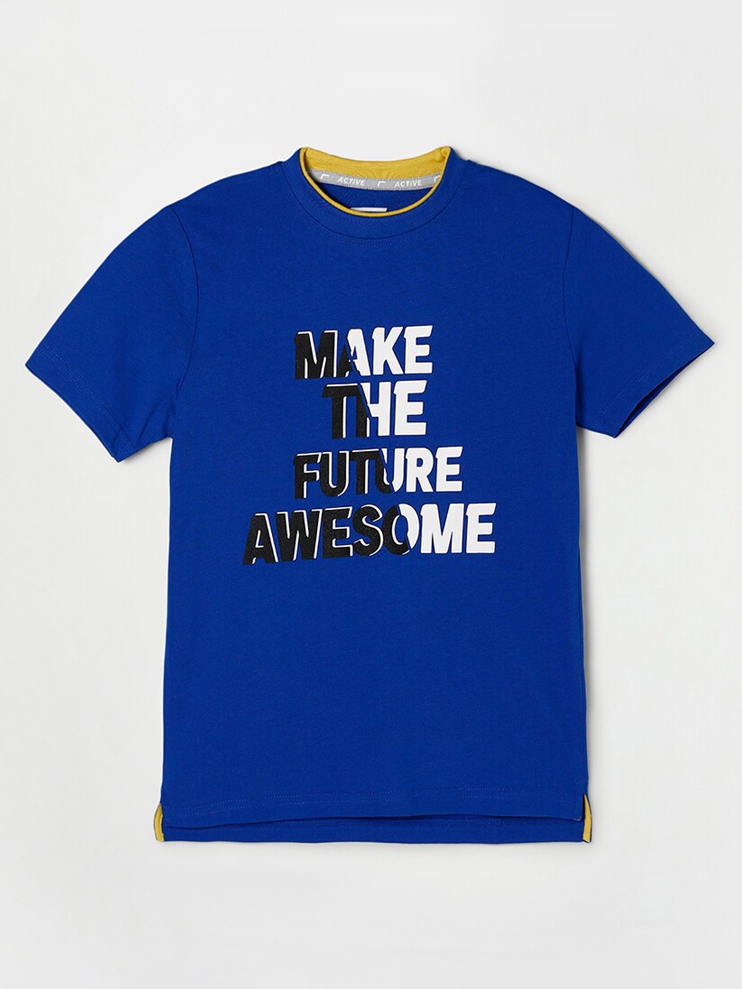 

Fame Forever by Lifestyle Boys Blue & Black Typography Printed Pure Cotton T-shirt