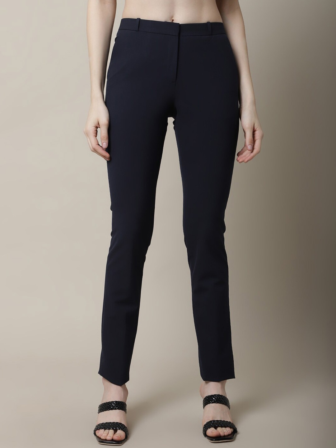 

Cantabil Women Navy Blue Solid Trousers