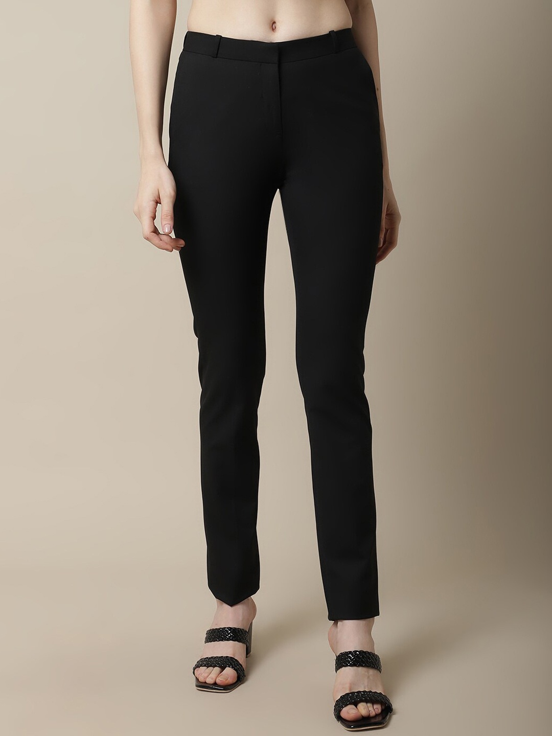 

Cantabil Women Black Solid Trousers
